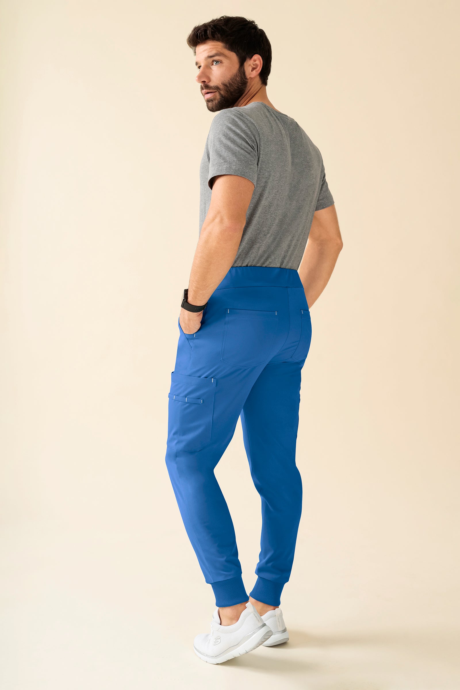 KAERE broek heren - zoom met elastische boord korte maat met beenzak blauw