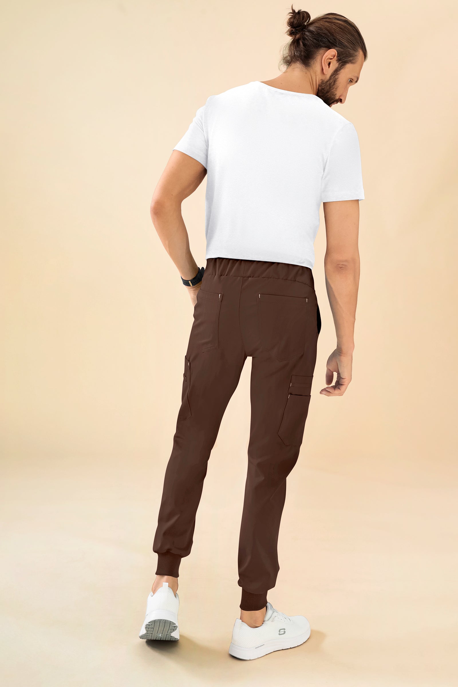 KAERE broek heren - zoom met elastische boord en beenzak coffee