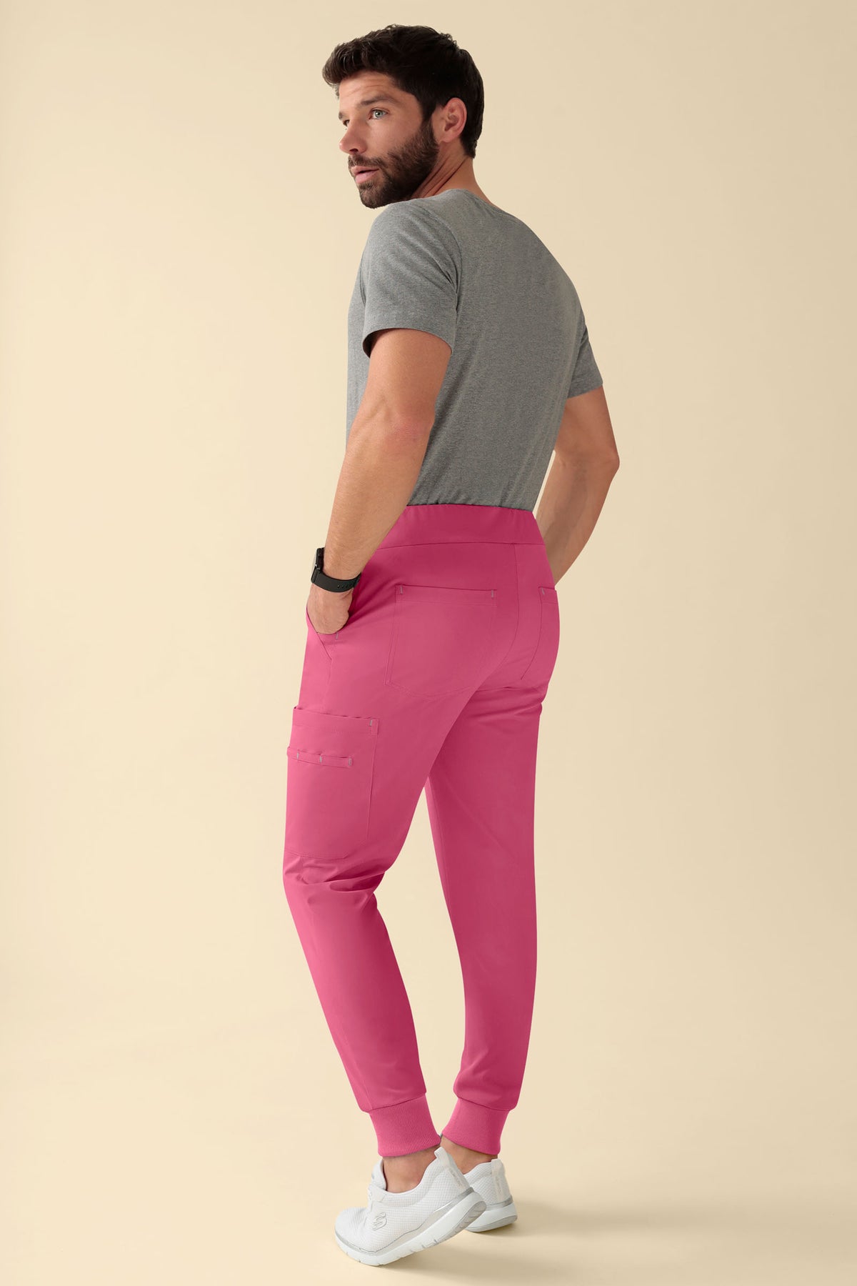 KAERE broek heren - zoom met boord korte maat oud rose, Achterzijde view 