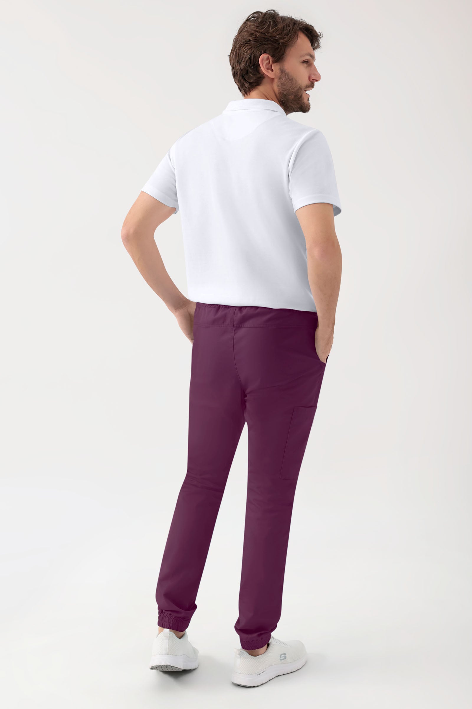 GREEN Stretch broek heren - joggingbroek style pruimen, Achterzijde view 
