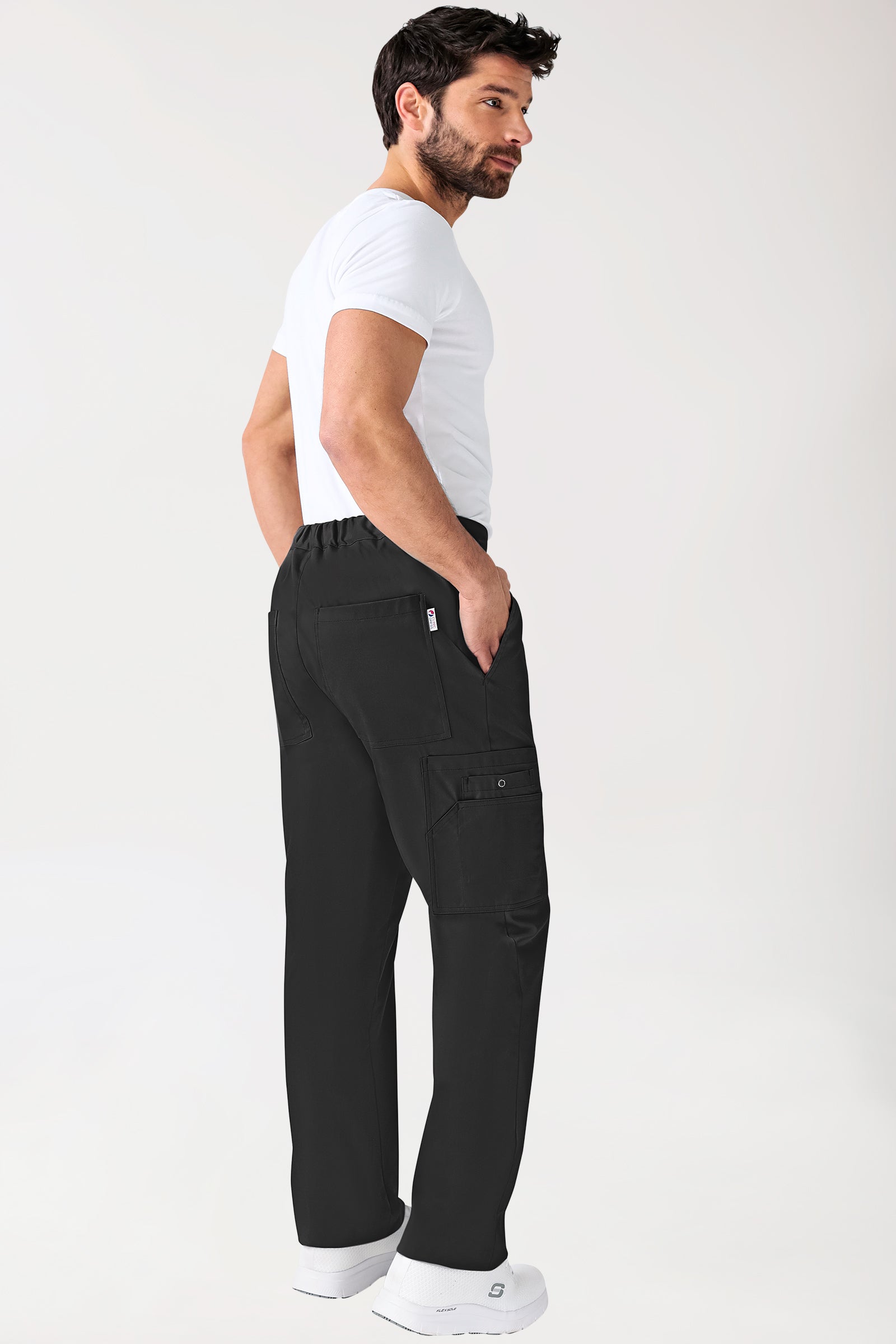 CLINIC STRETCH broek uniseks - met beenzak korte maat zwart