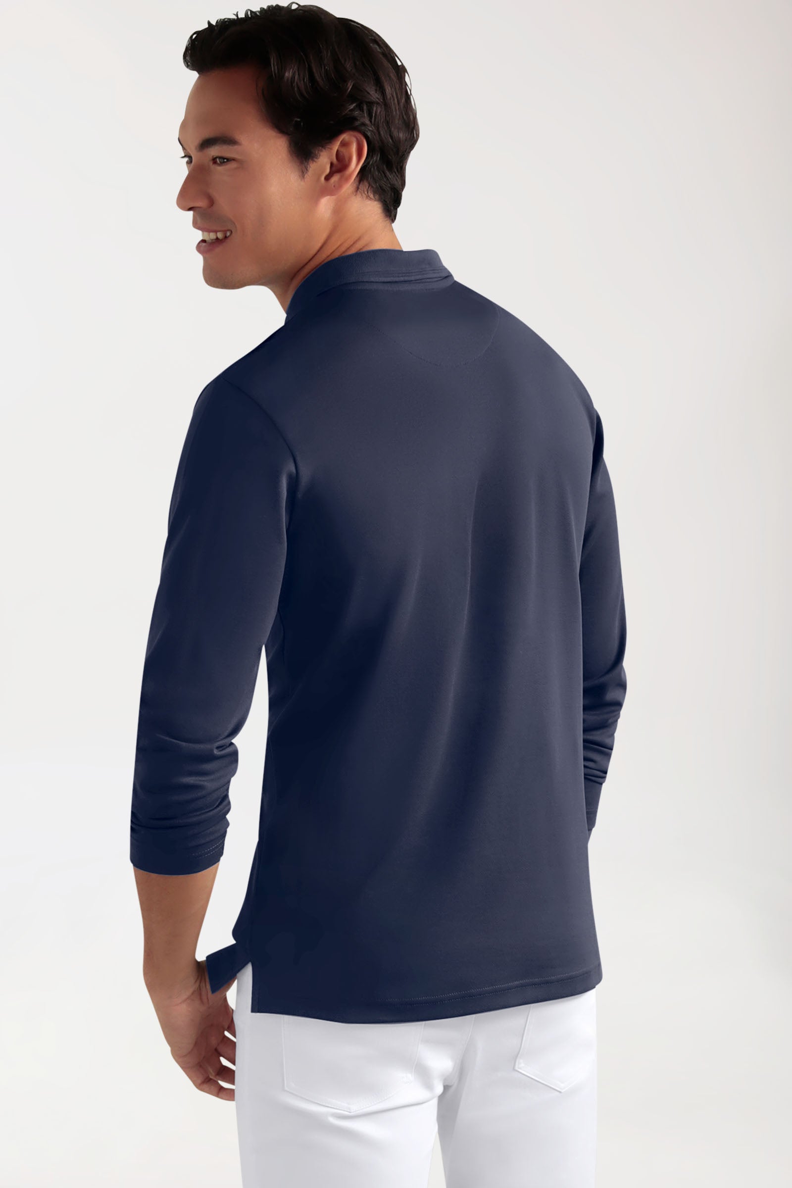 COMFY FLEX stretch longsleeve heren - polokraag navy