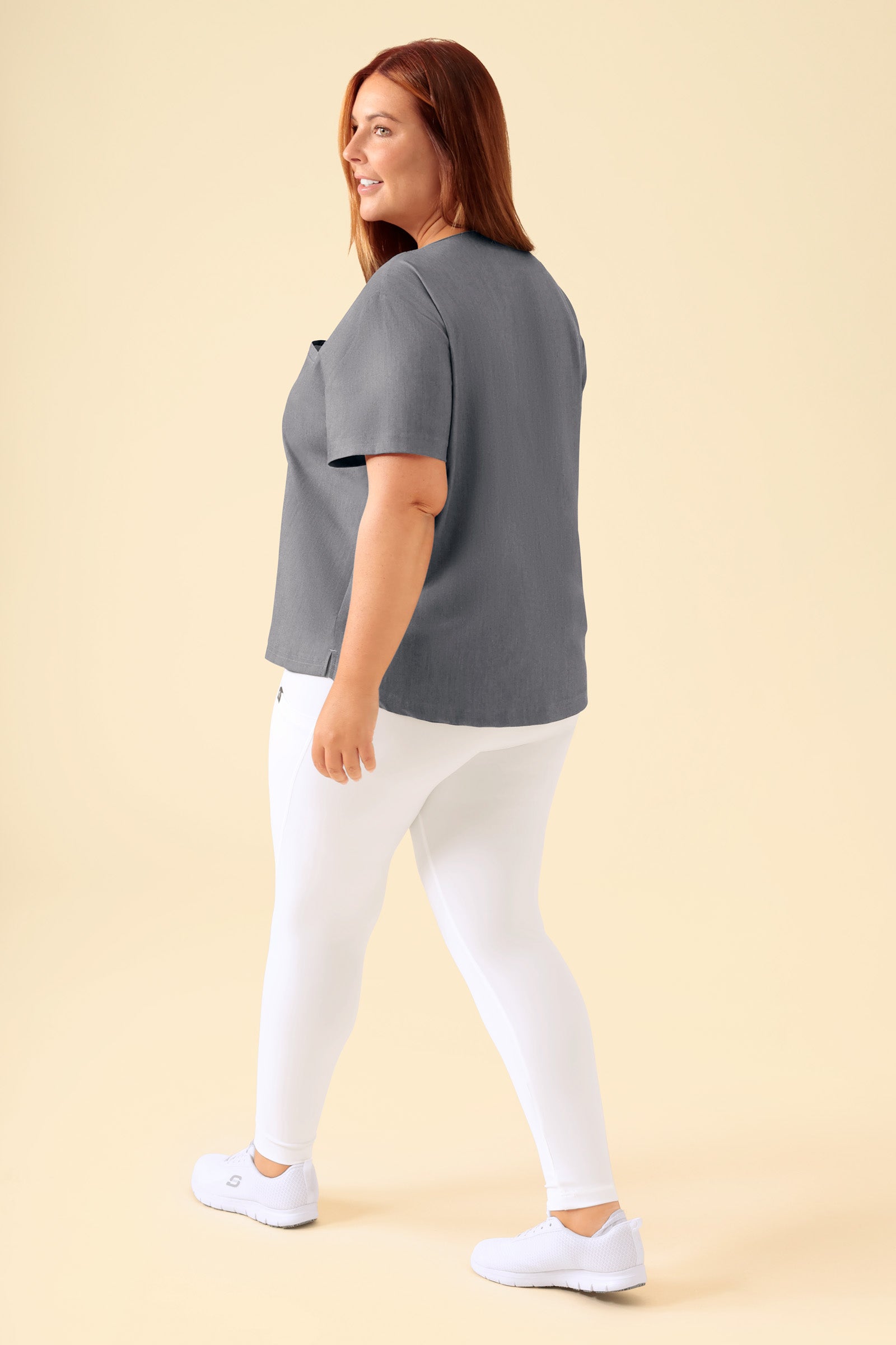 KAERE Leggings dames - super elastisch wit, Achterzijde view Het model is 173 cm lang en draagt maat XL