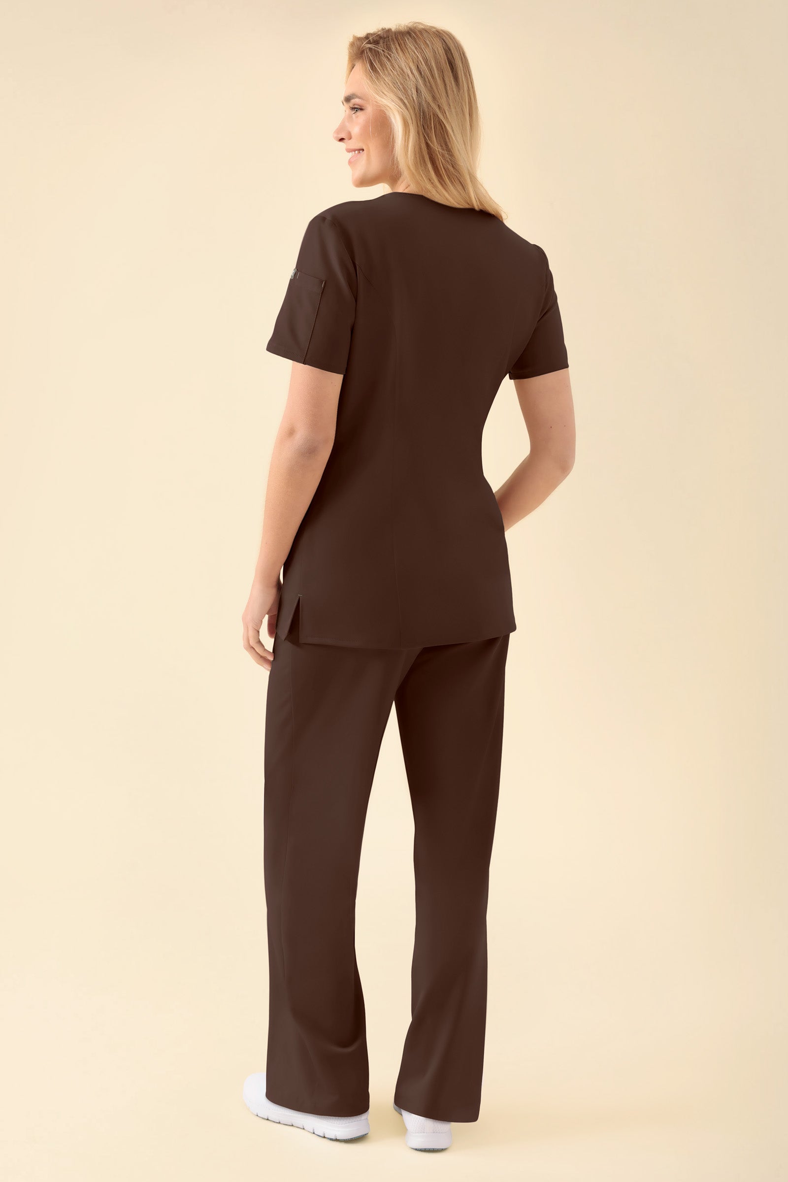 KAERE tuniek dames - drukknoopsluiting coffee
