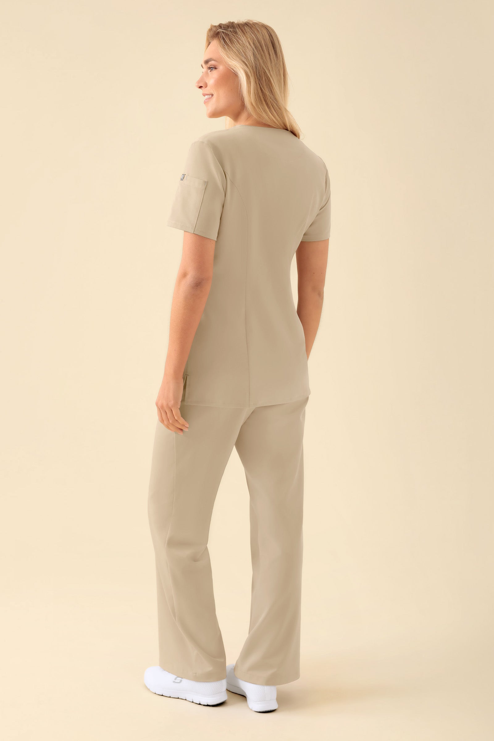 KAERE tuniek dames - drukknoopsluiting zand