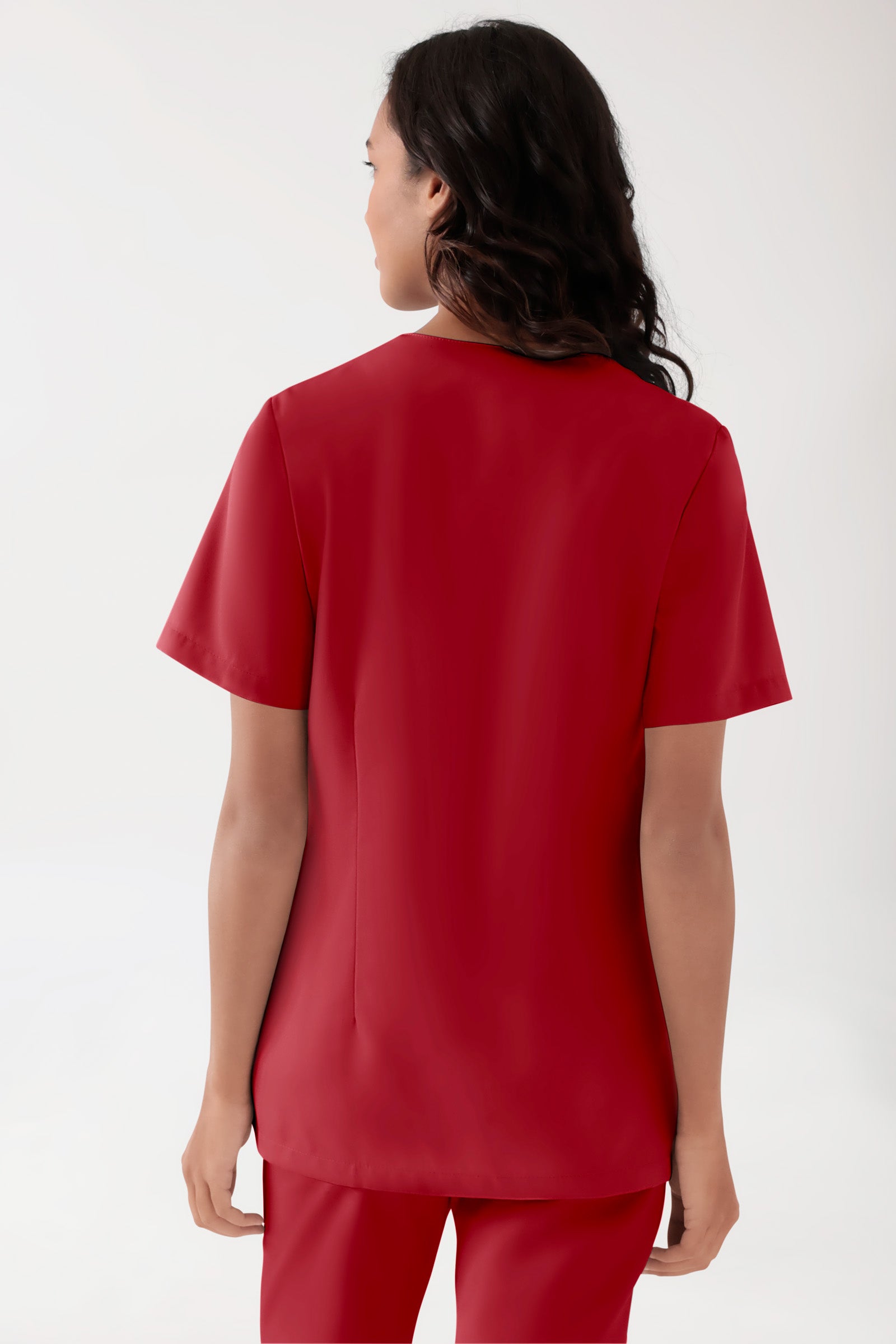 TENCEL™ oversteektuniek dames - V-hals rood, Achterzijde view 