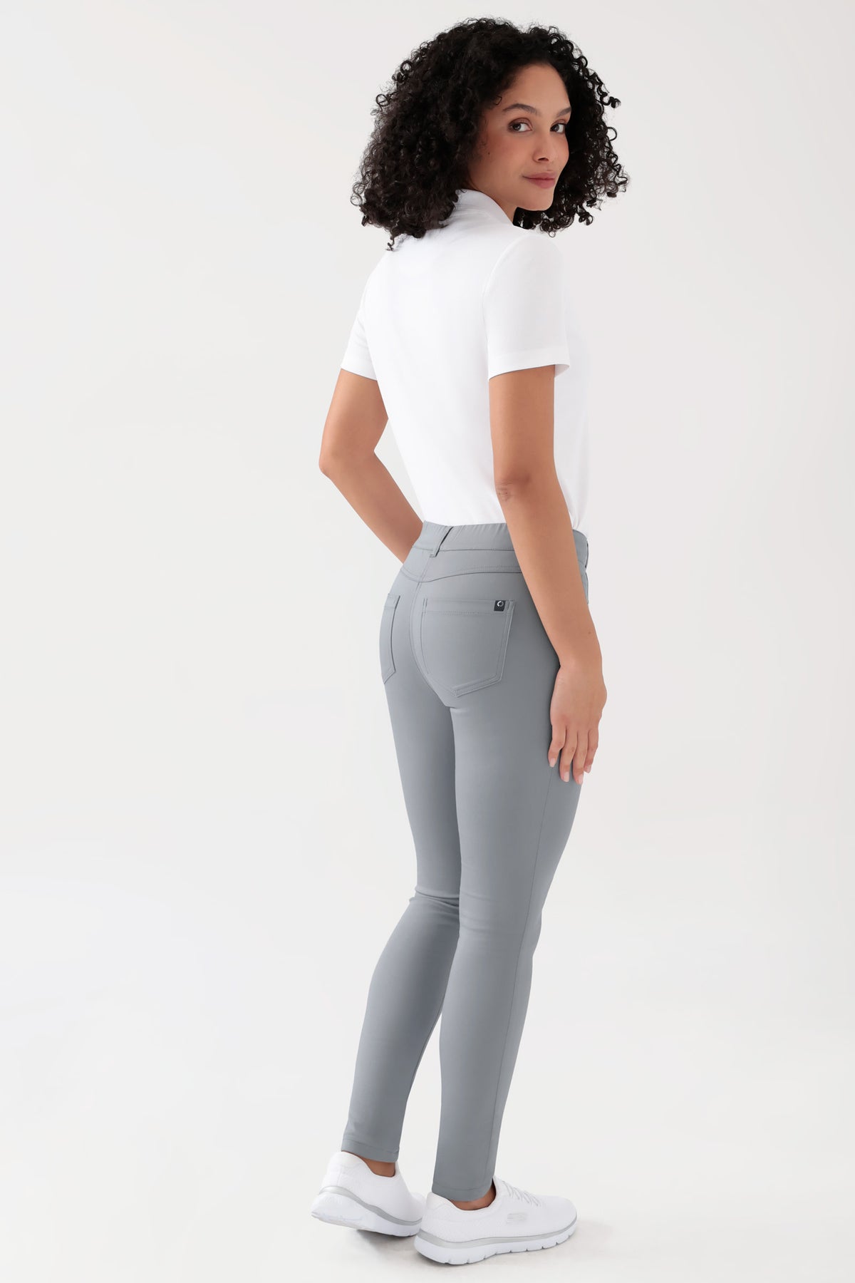 COMFY FLEX 5-pocket broek dames - slanke pijp grijs