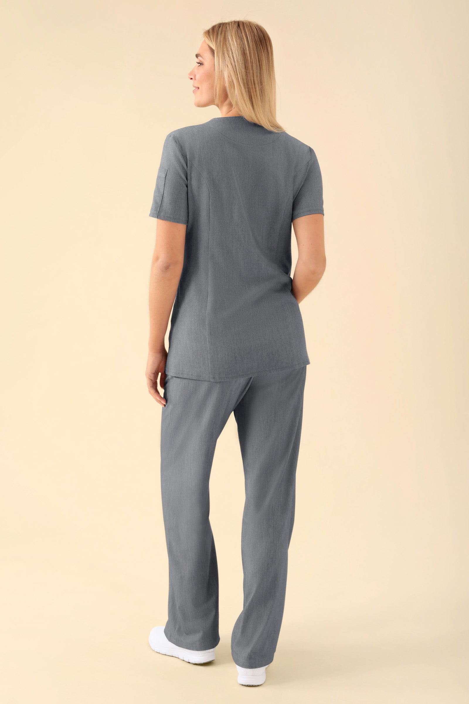 KAERE tuniek dames - drukknoopsluiting donkergrijs melange