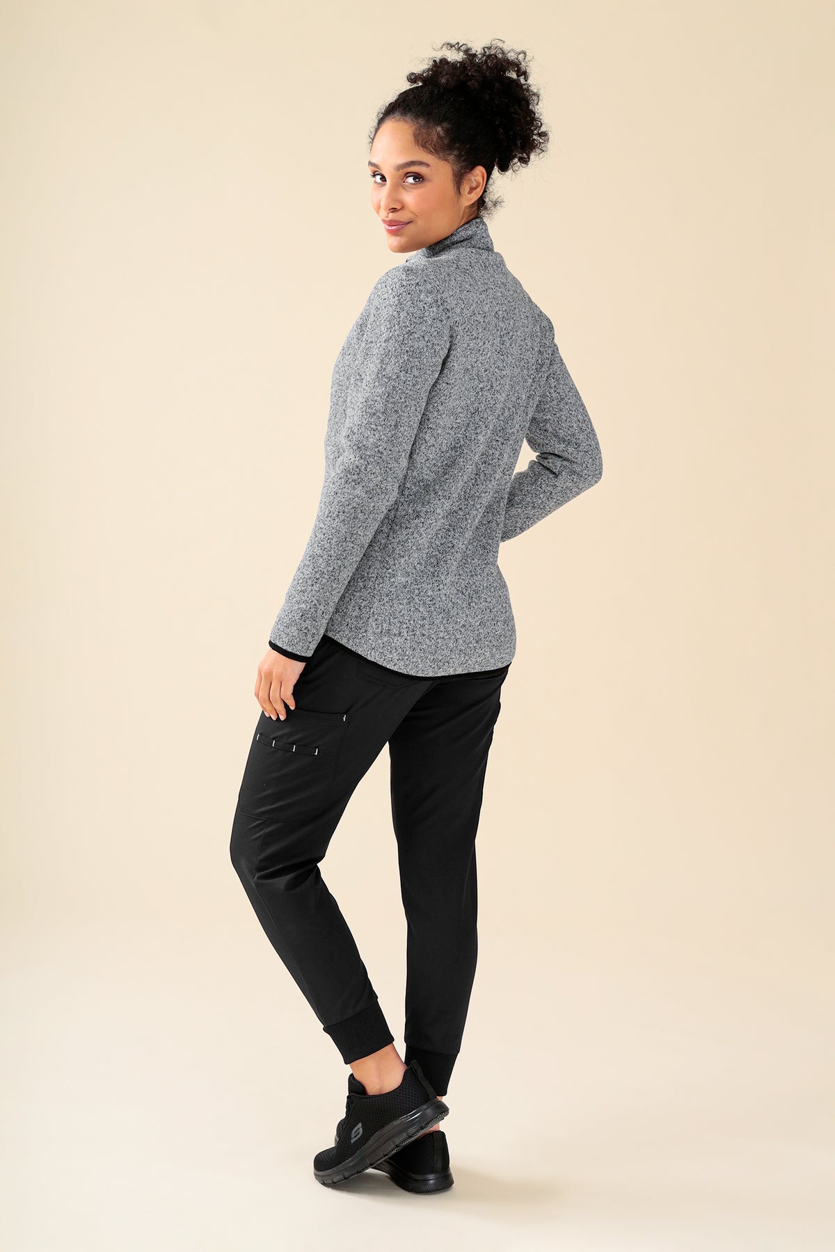 KAERE Fleecejack unisex - met ritssluiting grijs melange, Achterzijde view 