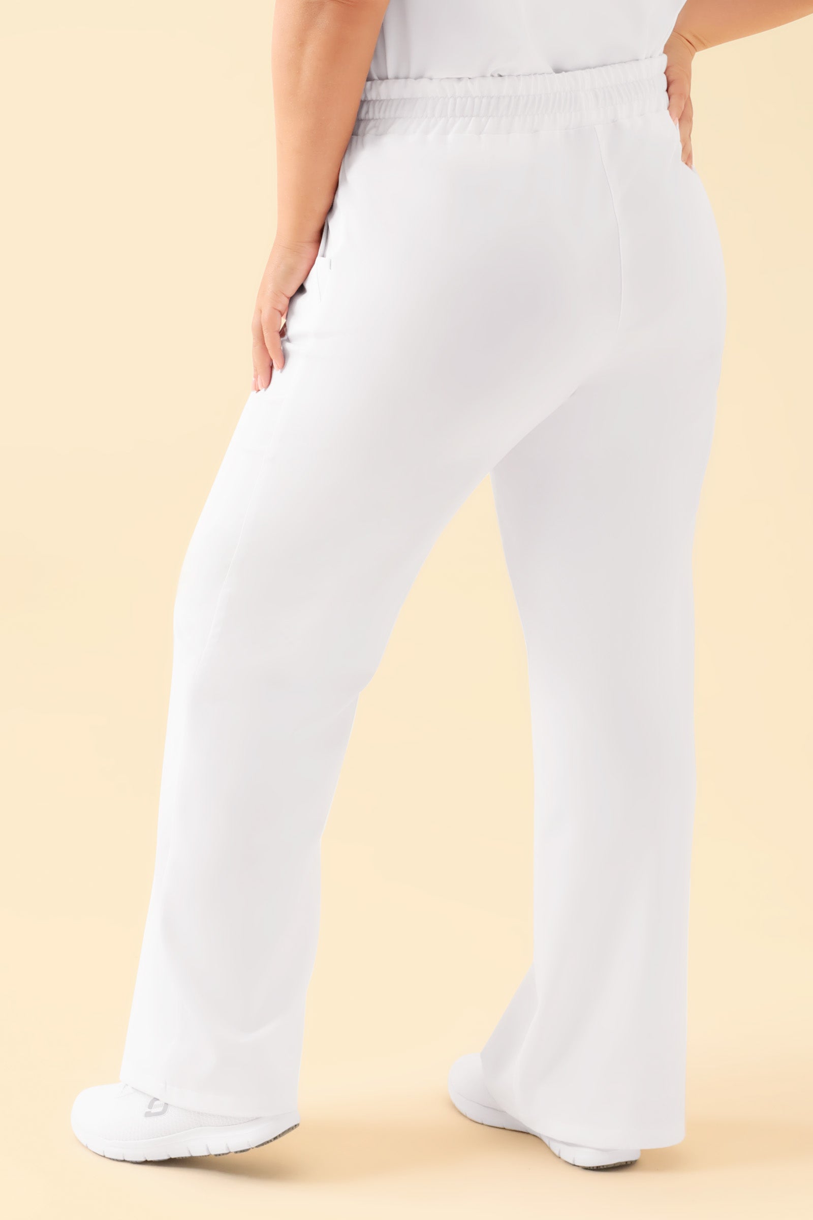 KAERE broek dames - wijd been wit, Achterzijde view 