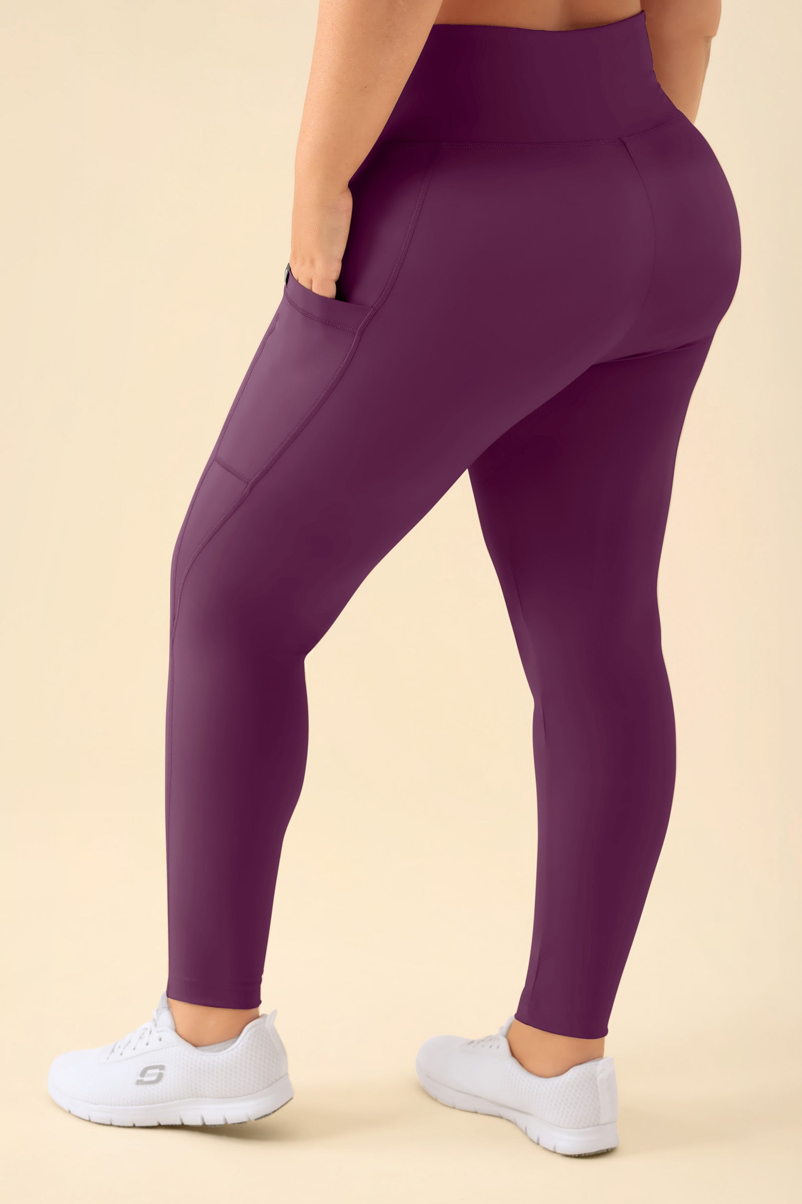 KAERE Leggings dames - super elastisch pruimen, Achterzijde view 