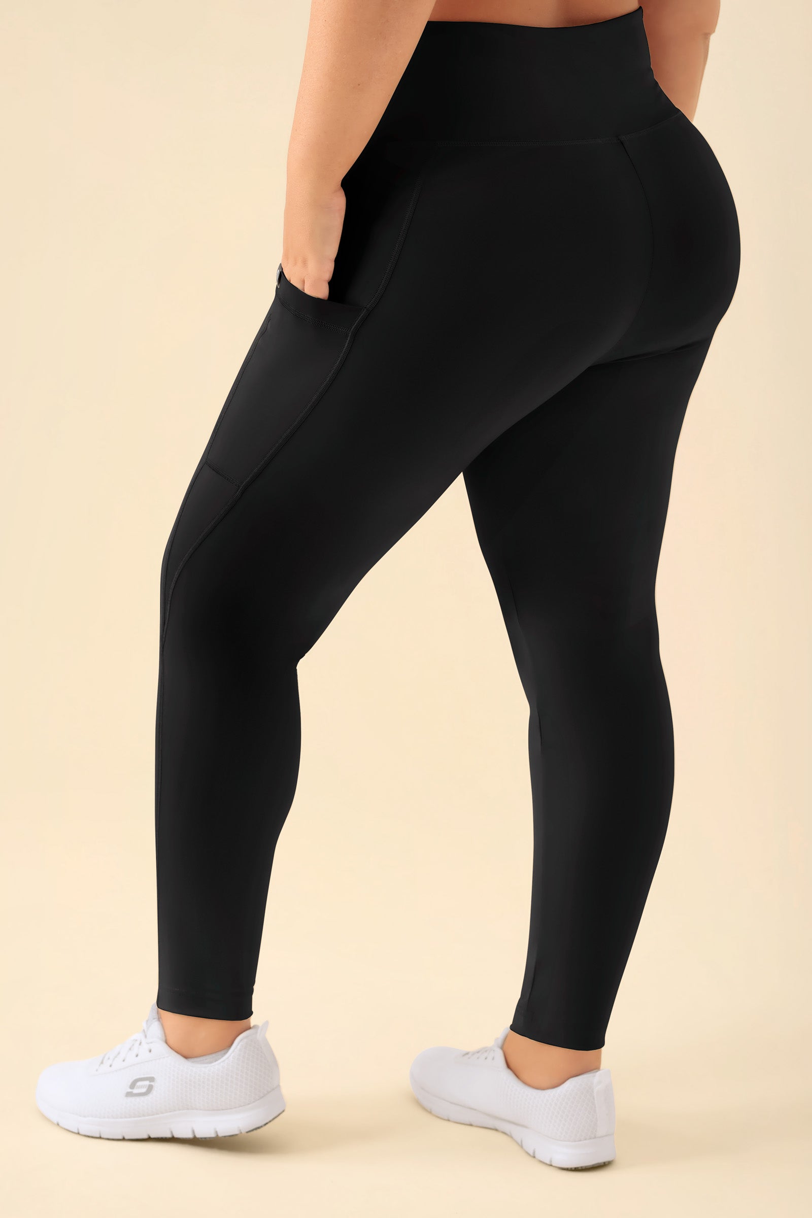 KAERE Leggings dames - super elastisch zwart, Achterzijde view 