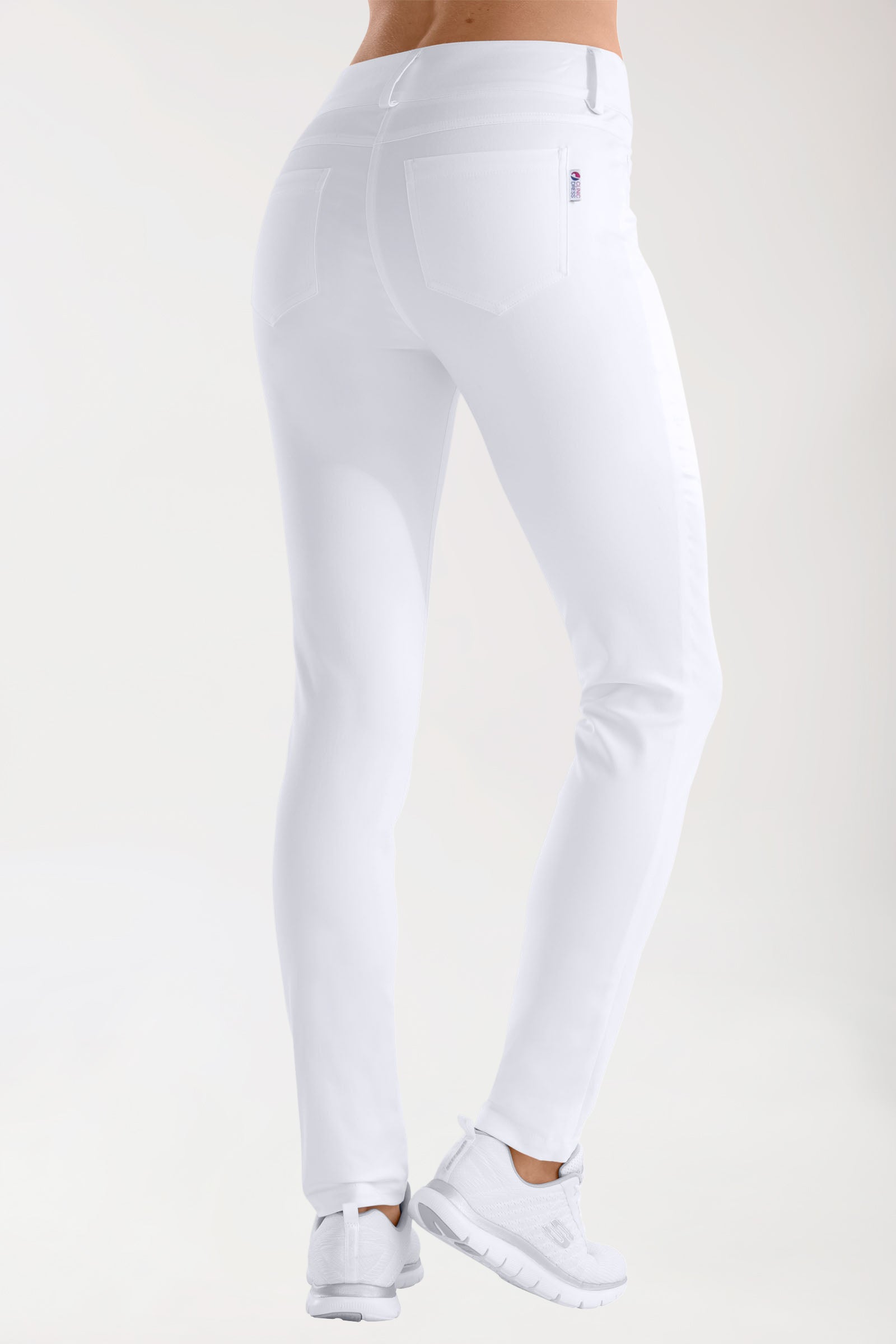Comfort stretch broek dames - 5-pocket met brede tailleband wit