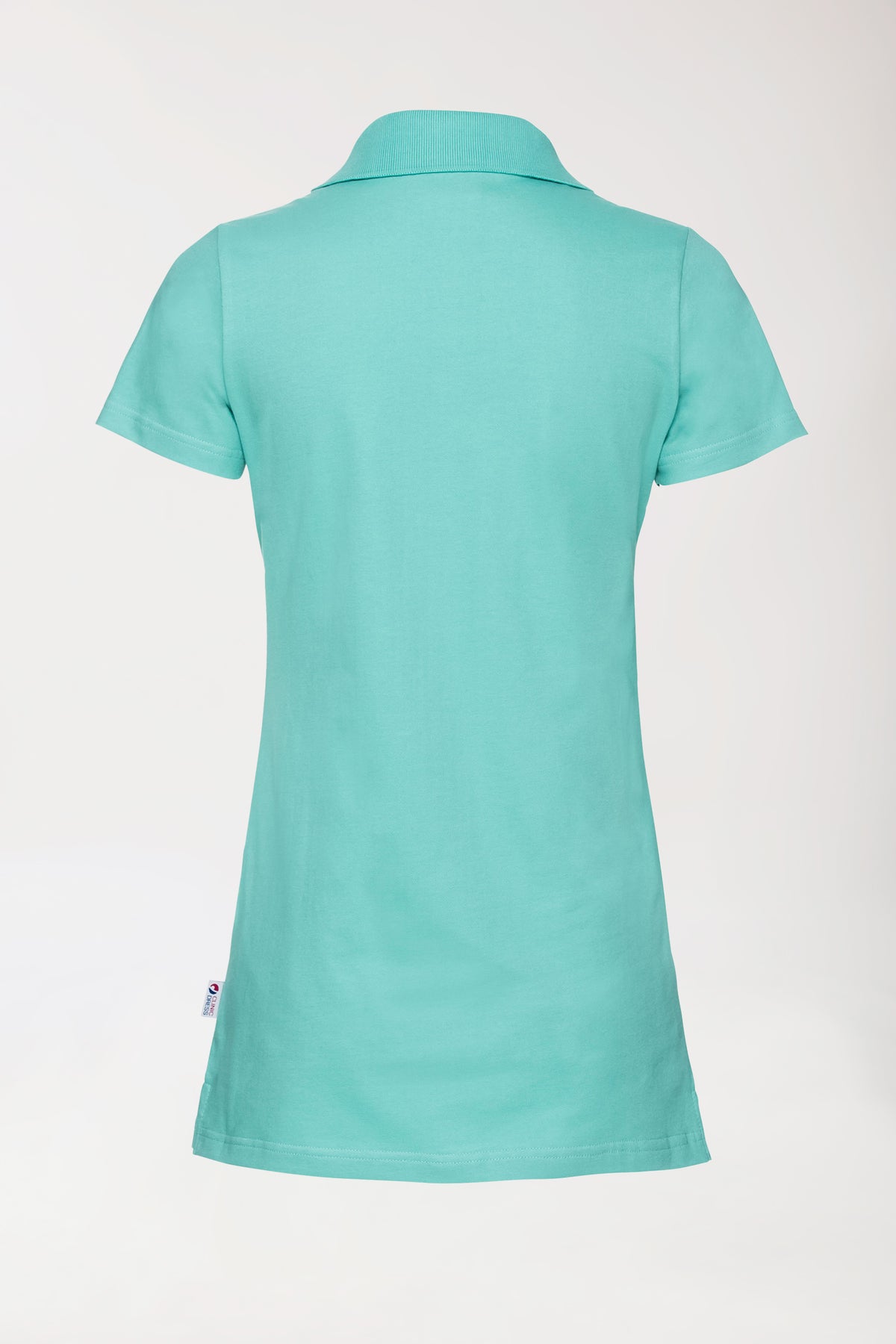 Stretch longshirt dames - polokraag aqua green, Achterzijde view 