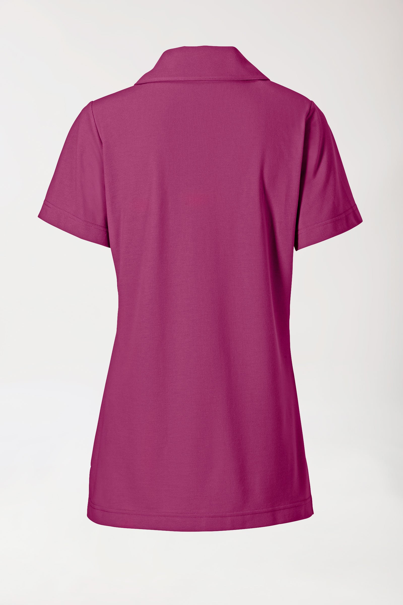 Piqué long-shirt dames - met kraag berry, Achterzijde view 