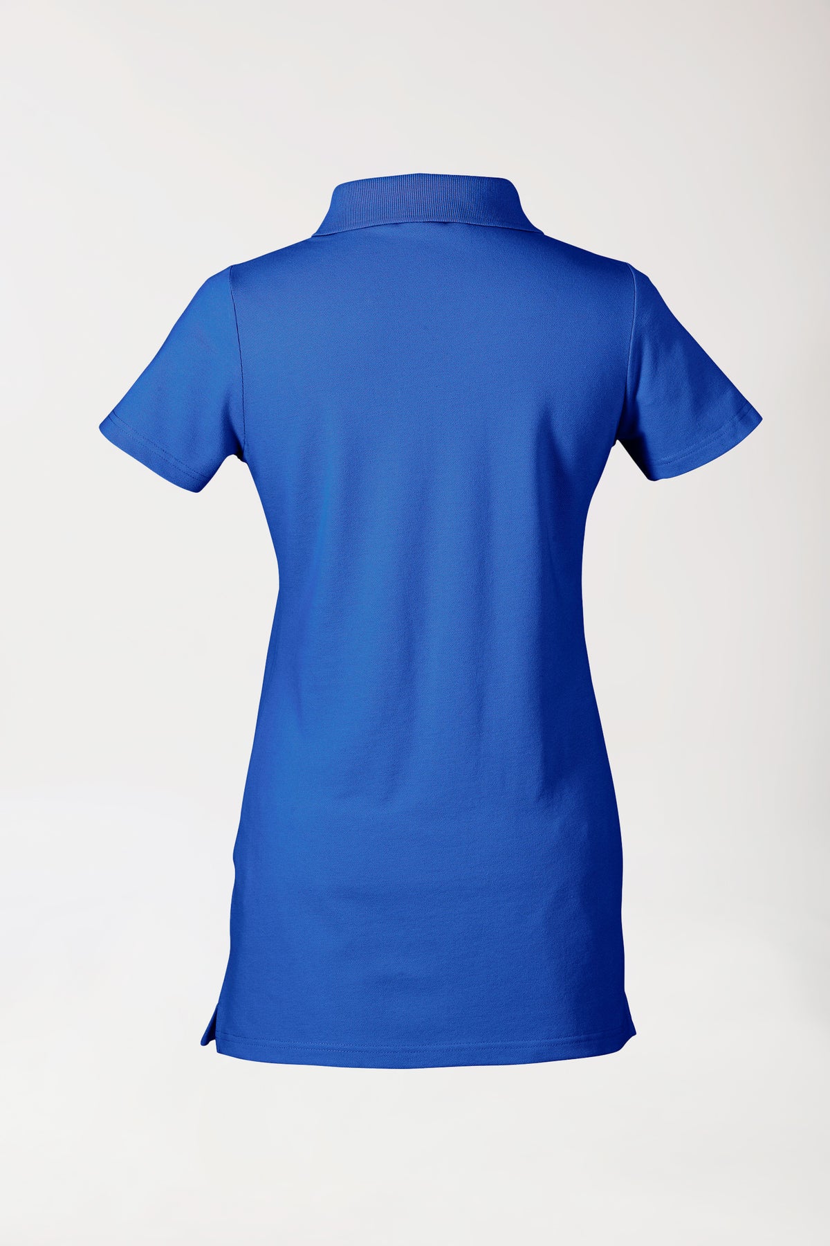Stretch longshirt dames - polokraag koningsblauw, Achterzijde view 