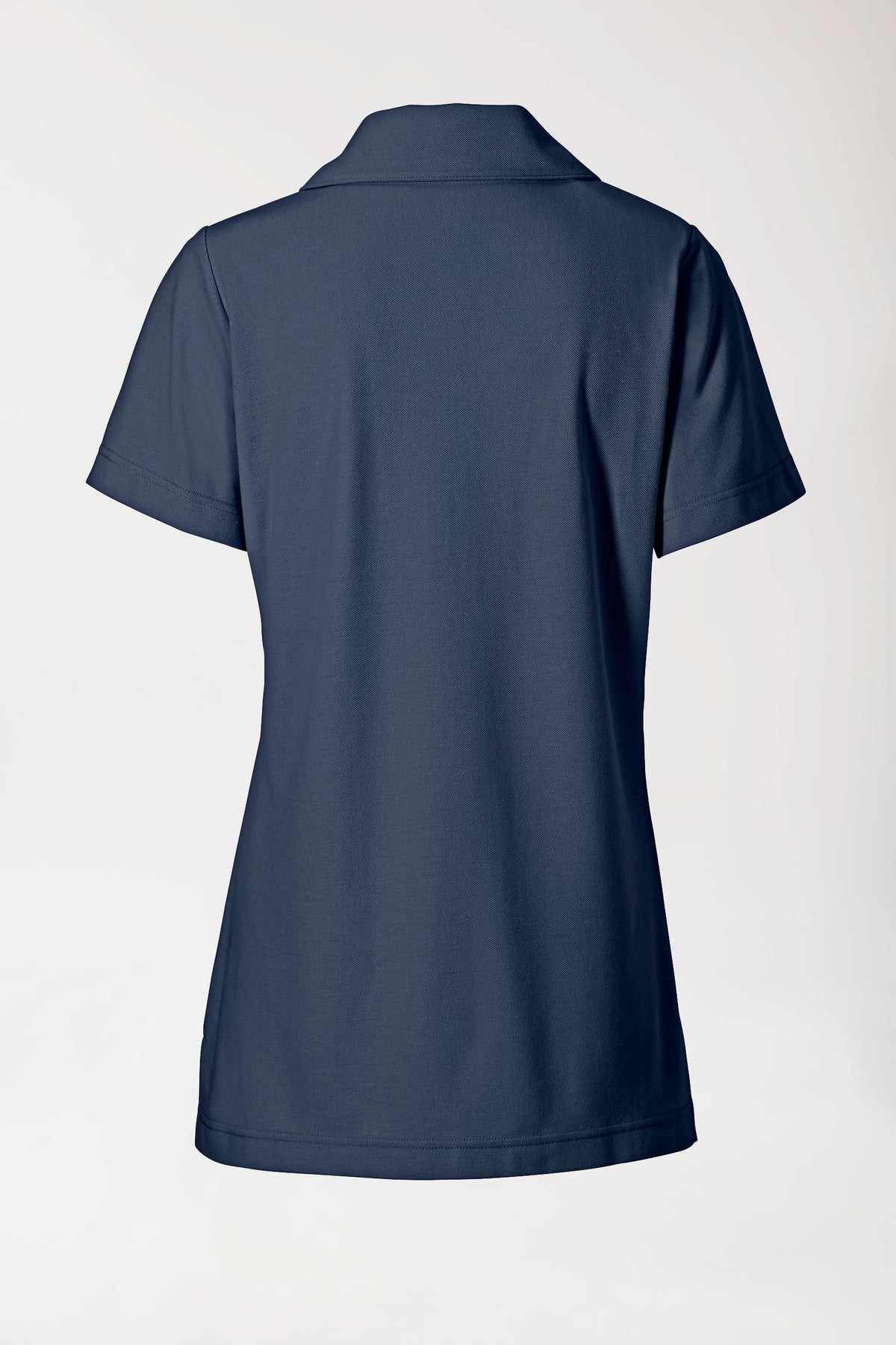 Piqué long-shirt dames - met kraag navy, Achterzijde view 