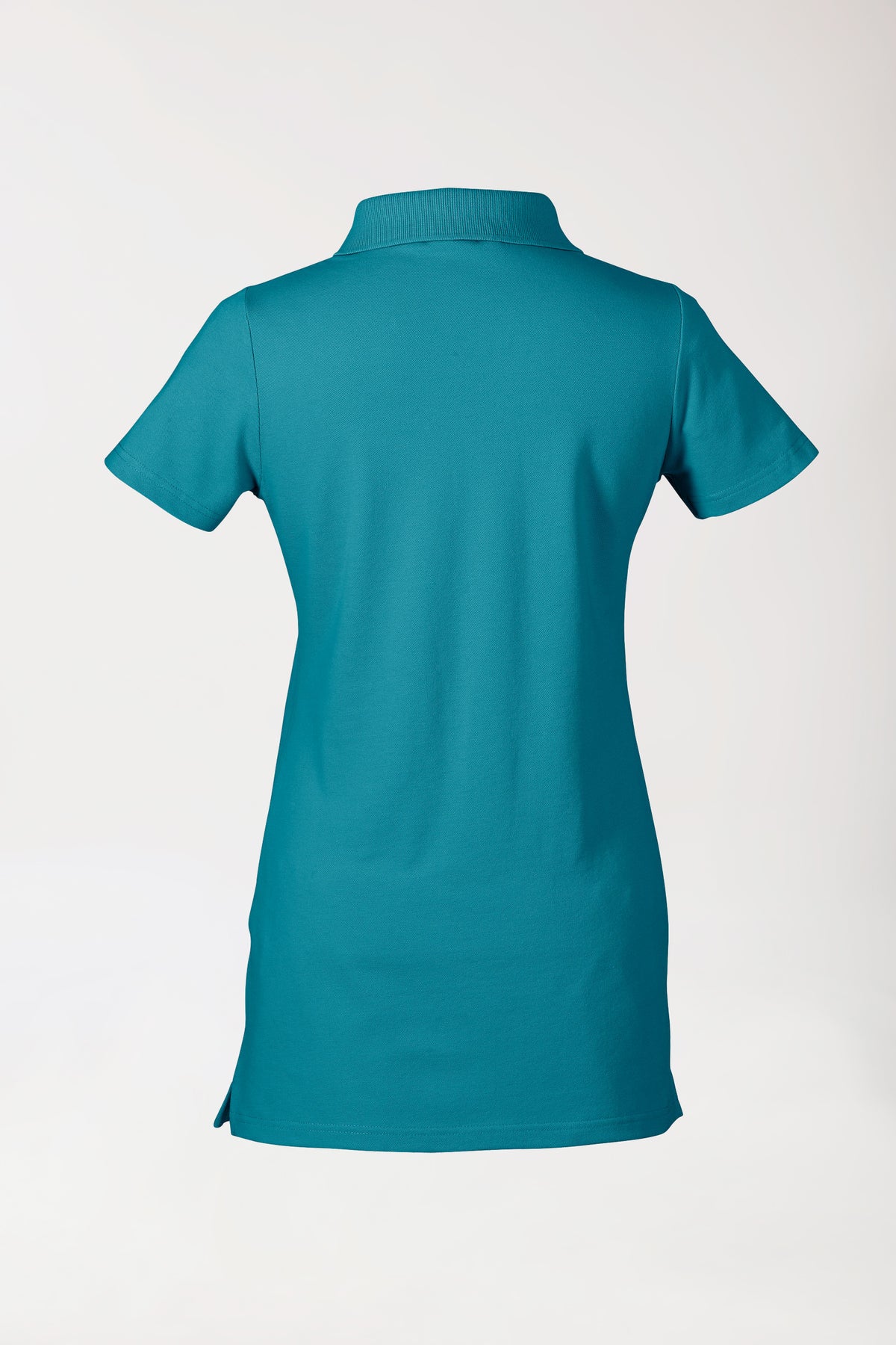 Stretch longshirt dames - polokraag petrol, Achterzijde view 
