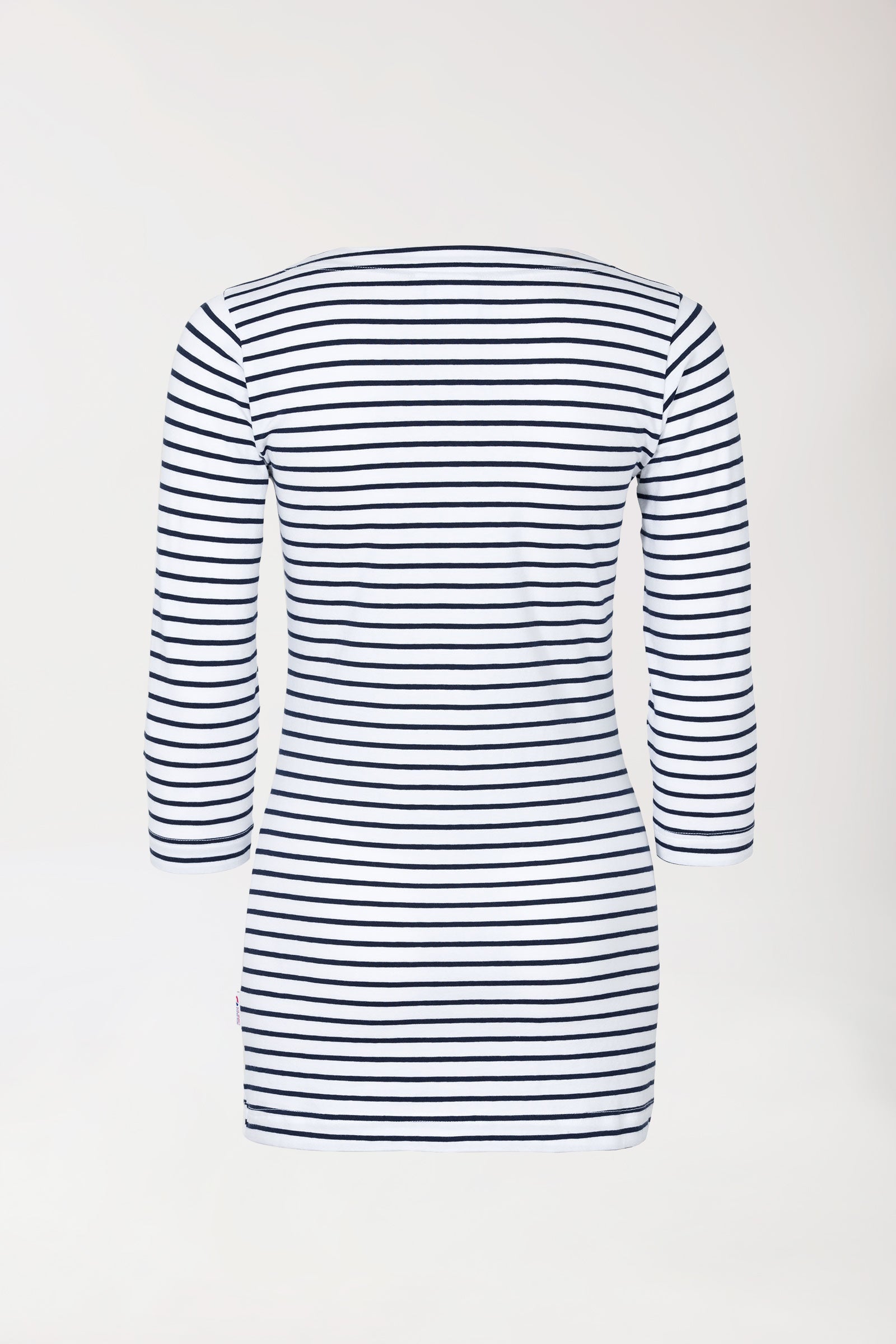 Long-shirt dames - 3/4 mouw wit/navy, Achterzijde view 