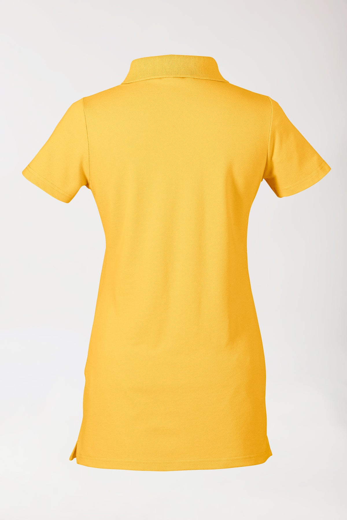 Stretch longshirt dames - polokraag zonnegeel, Achterzijde view 