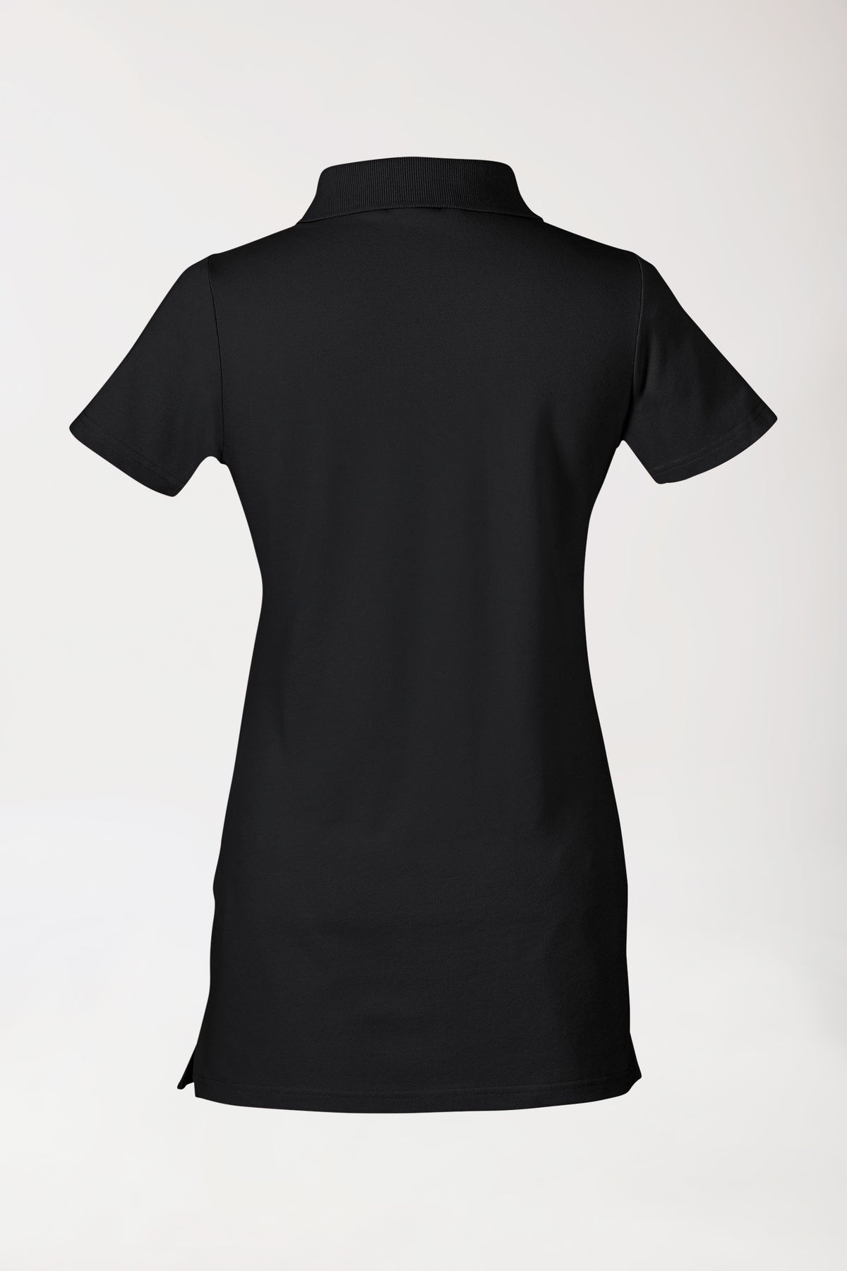 Stretch longshirt dames - polokraag zwart, Achterzijde view 
