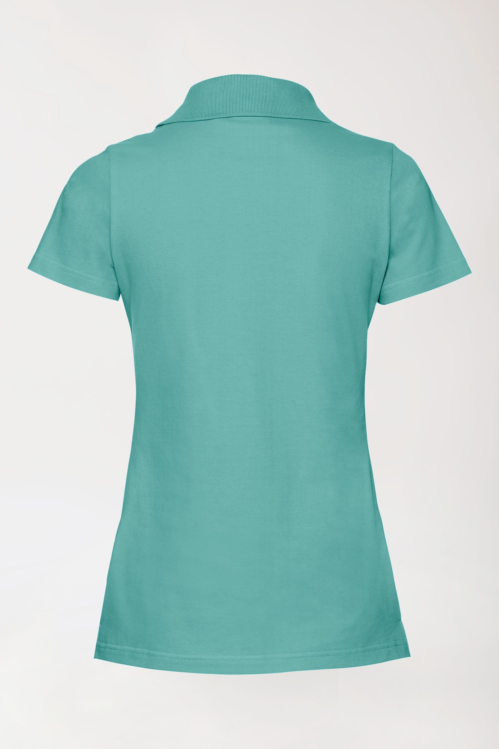 Stretch shirt dames - polokraag aqua green, Achterzijde view 