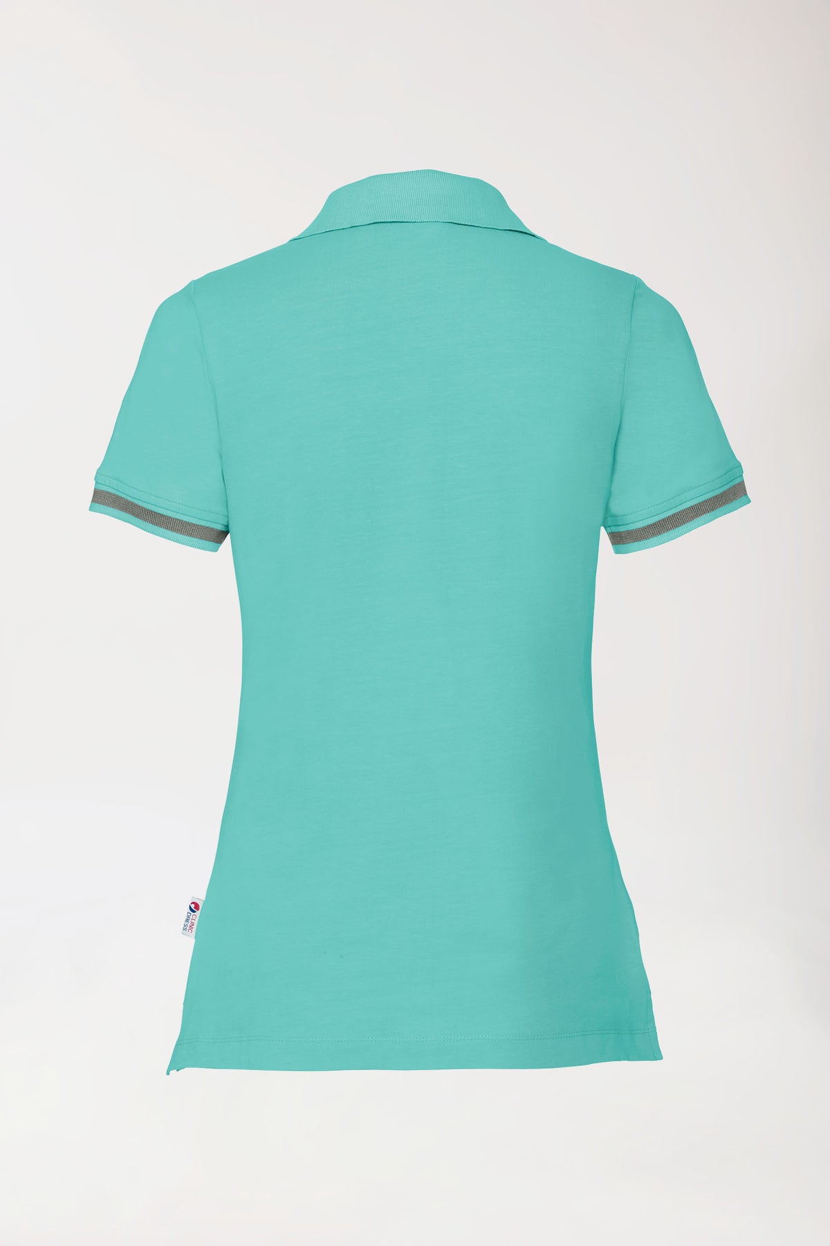 Stretch shirt dames - polokraag aqua green/donkergrijs melange, Achterzijde view 