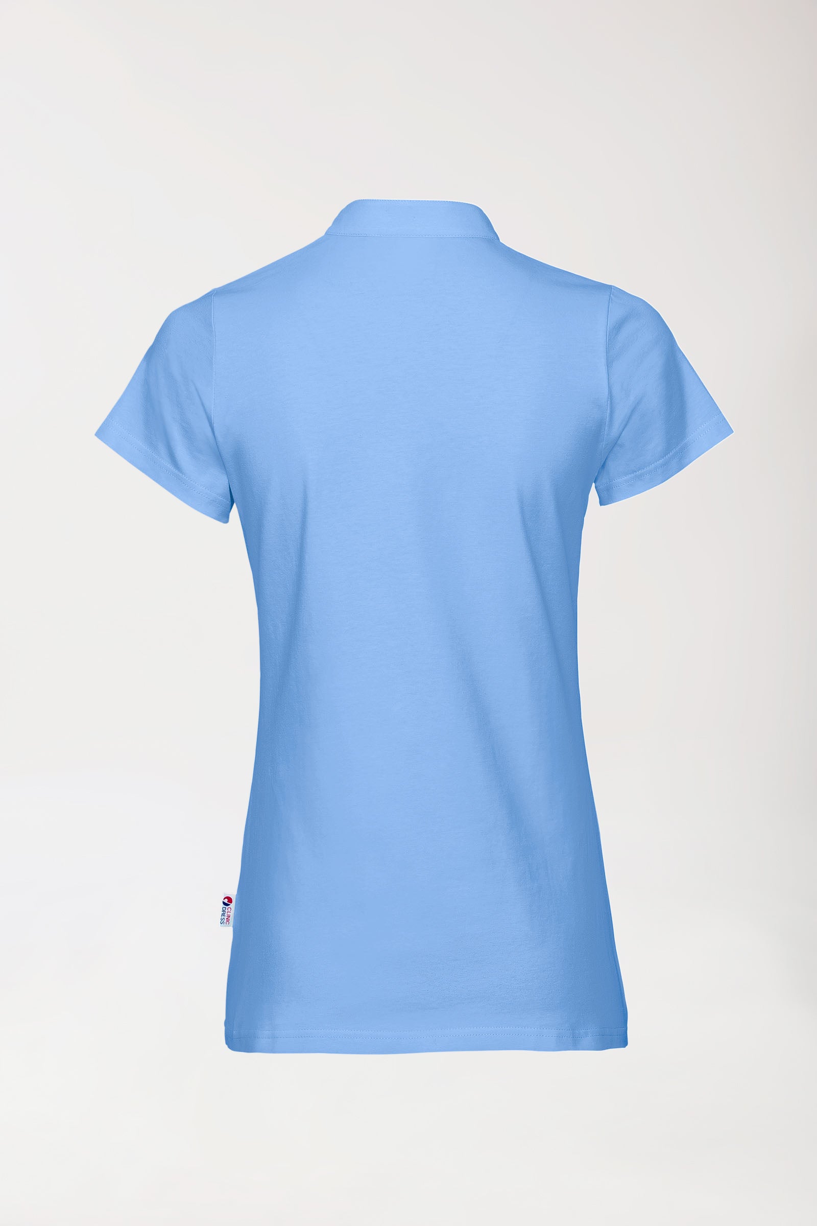 Stretch shirt dames - opstaande kraag hemelsblauw, Achterzijde view 