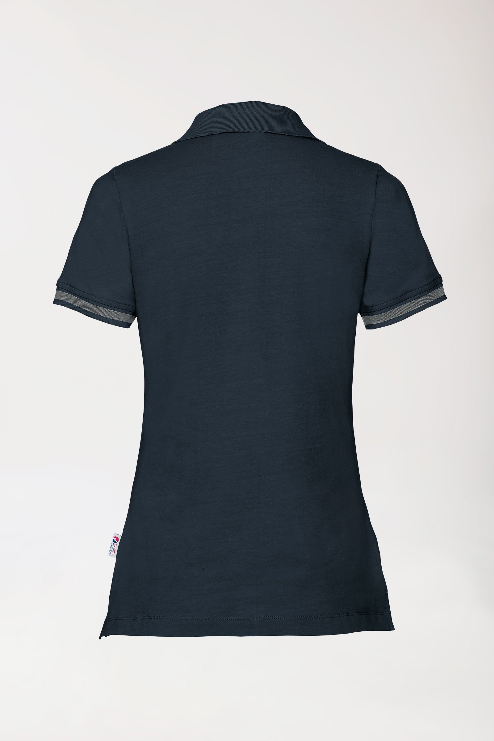 Stretch shirt dames - polokraag navy/donkergrijs melange
