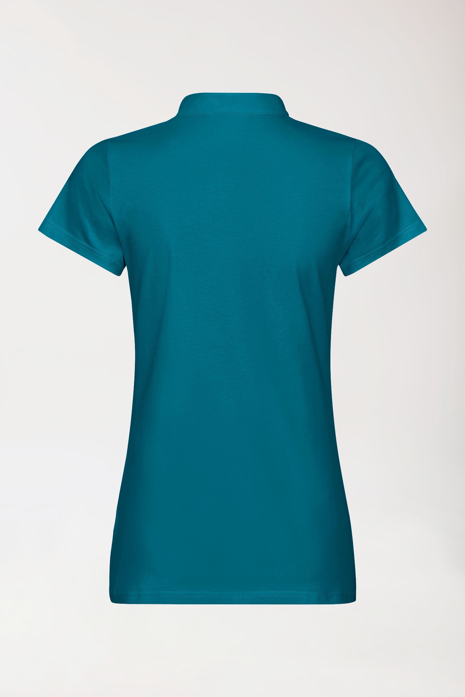 Stretch shirt dames - opstaande kraag petrol, Achterzijde view 