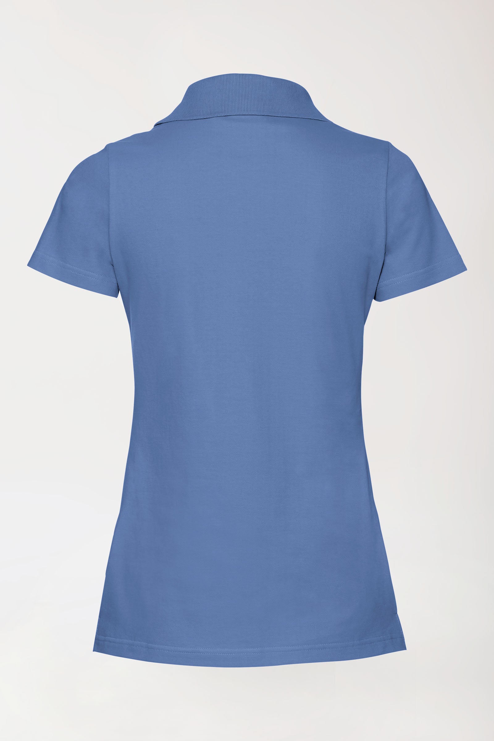 Stretch shirt dames - polokraag petrolblauw, Achterzijde view 
