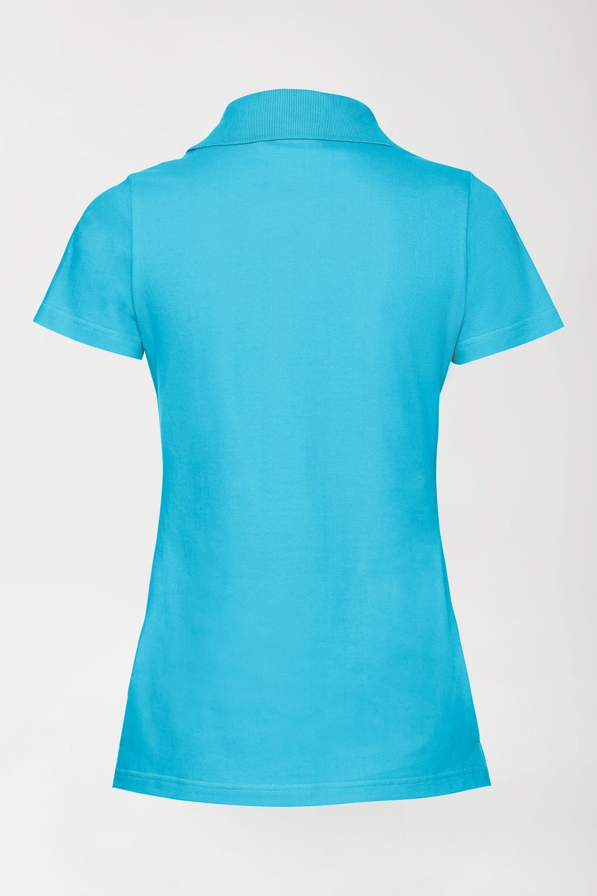 Stretch shirt dames - polokraag turquoise, Achterzijde view 