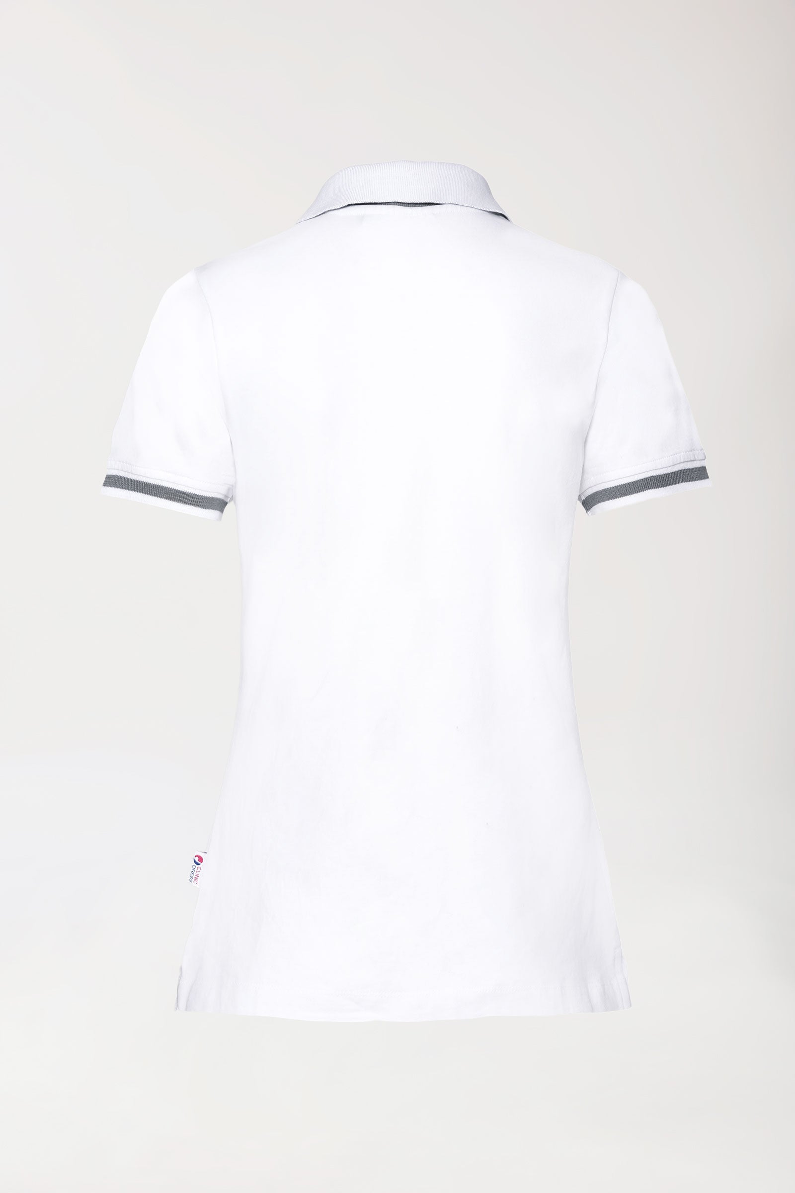 Stretch shirt dames - polokraag wit/donkergrijs melange