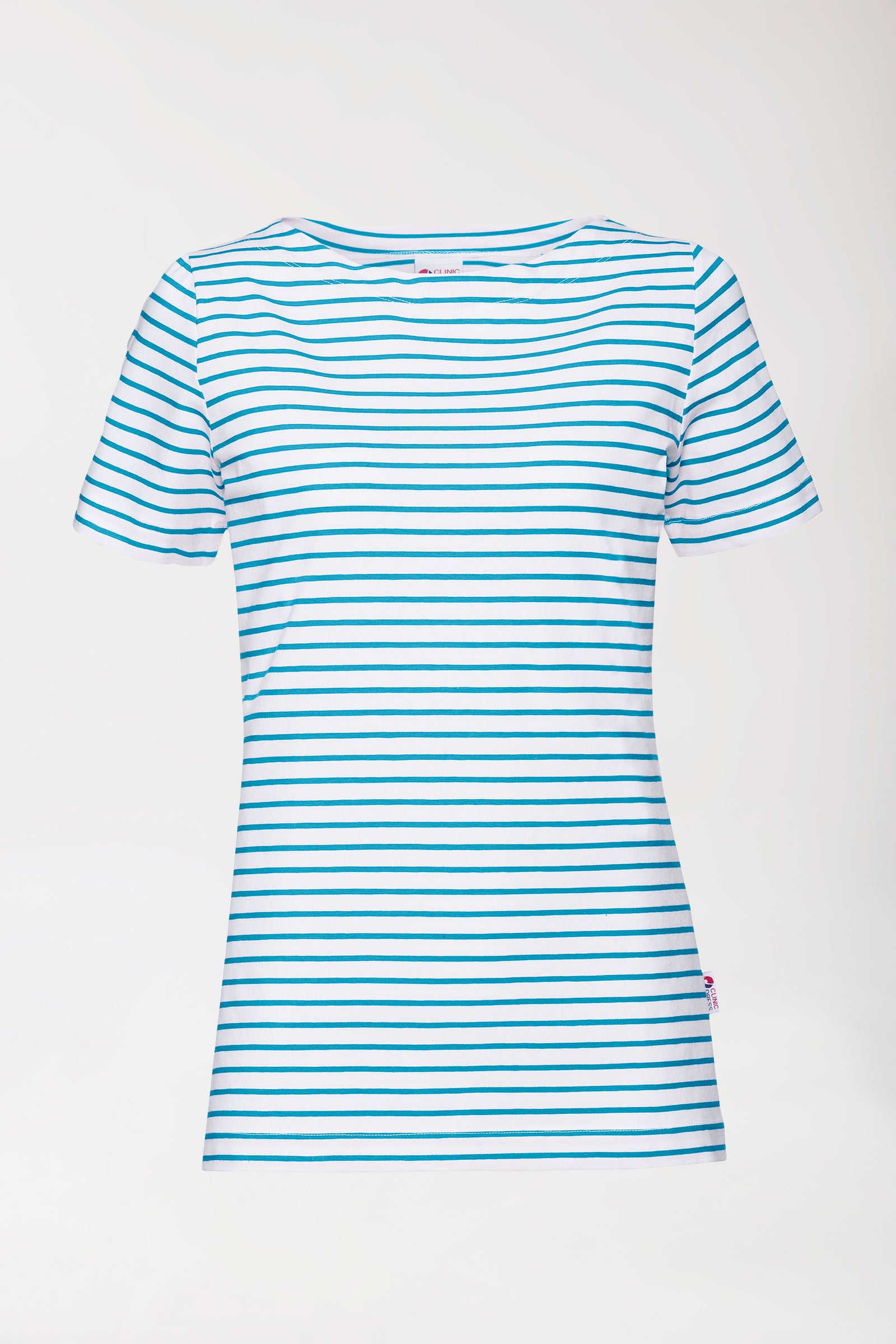 Shirt dames - 1/2 mouw wit/turquoise