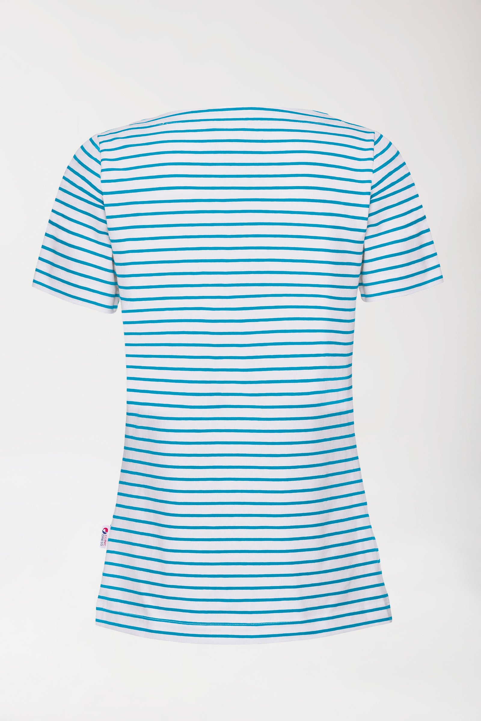 Shirt dames - 1/2 mouw wit/turquoise