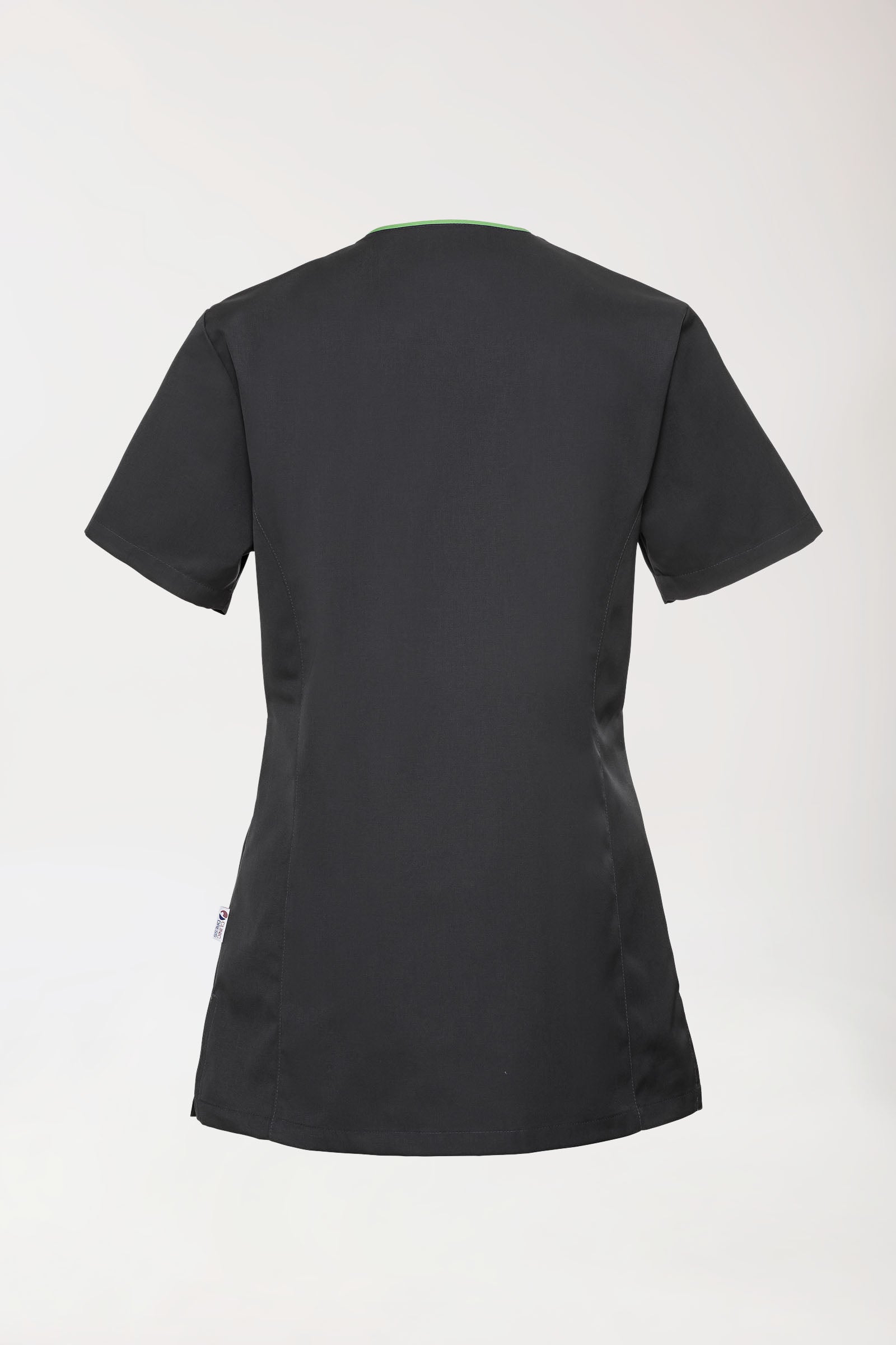 Beauty tuniek dames - met knoopsluiting antraciet/appelgroen, Achterzijde view 