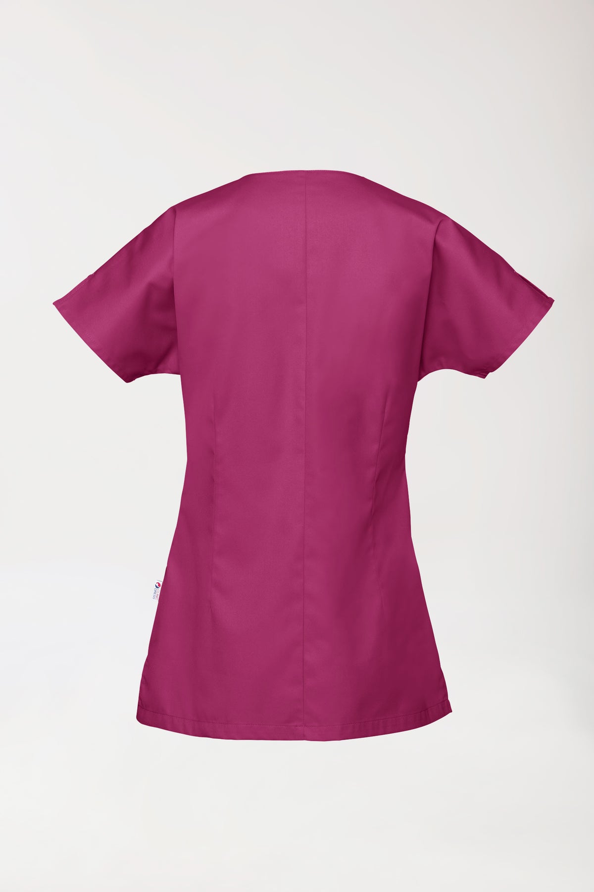 Beauty tuniek dames - asymmetrische knoopsluiting berry, Achterzijde view 