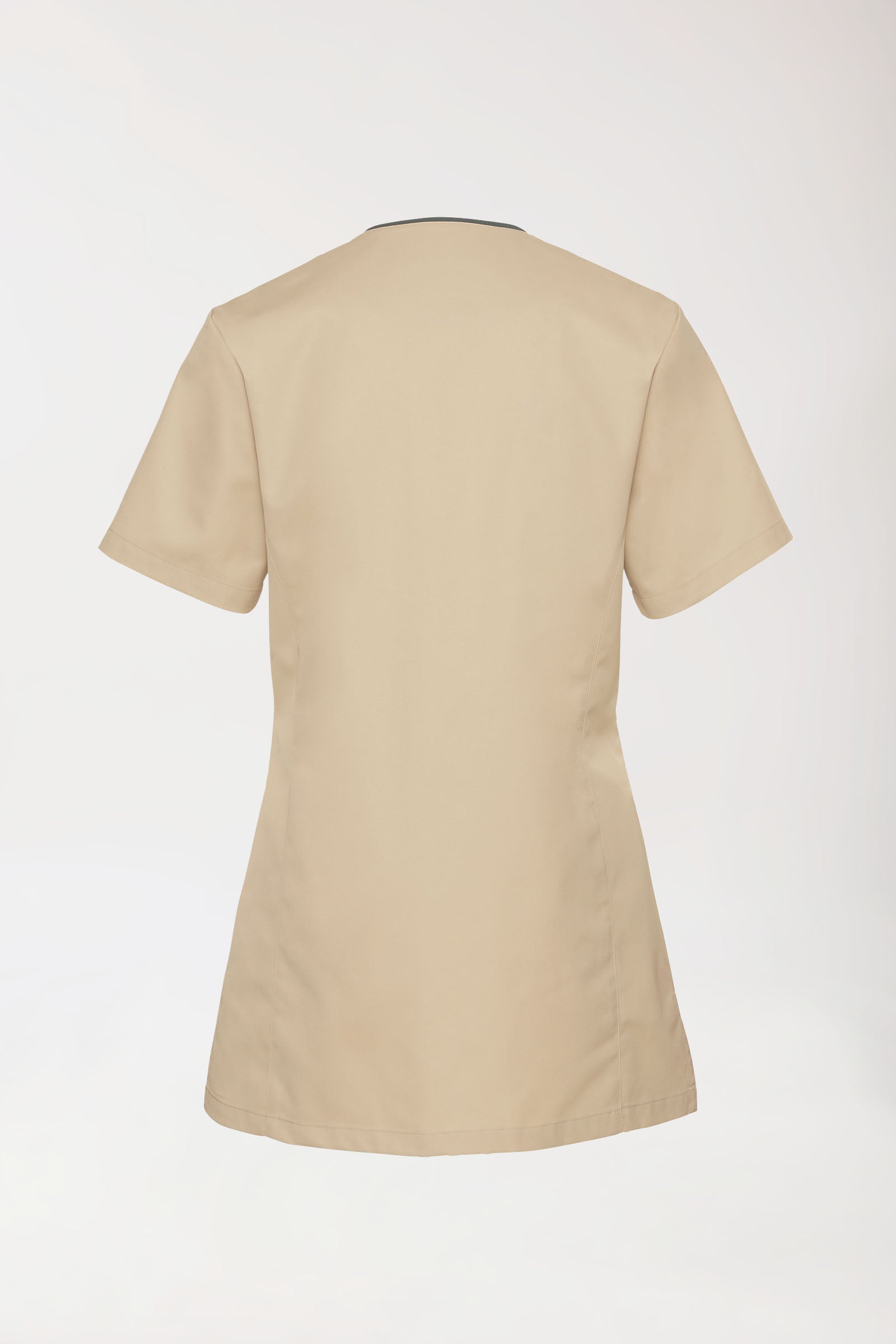 Beauty tuniek dames - met knoopsluiting bisquit/antraciet, Achterzijde view 