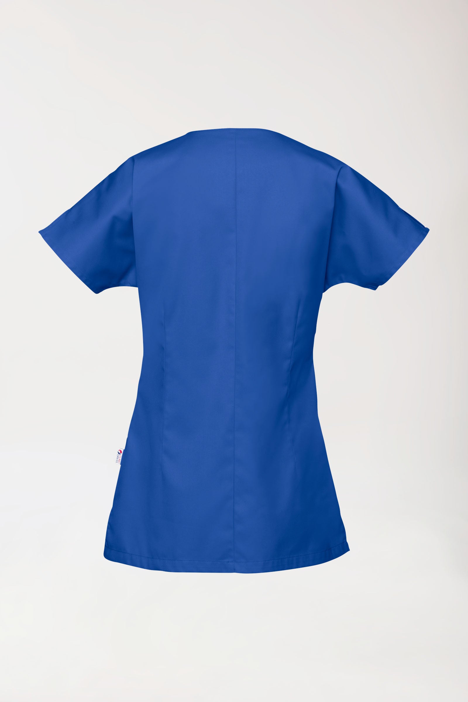 Beauty tuniek dames - asymmetrische knoopsluiting koningsblauw, Achterzijde view 