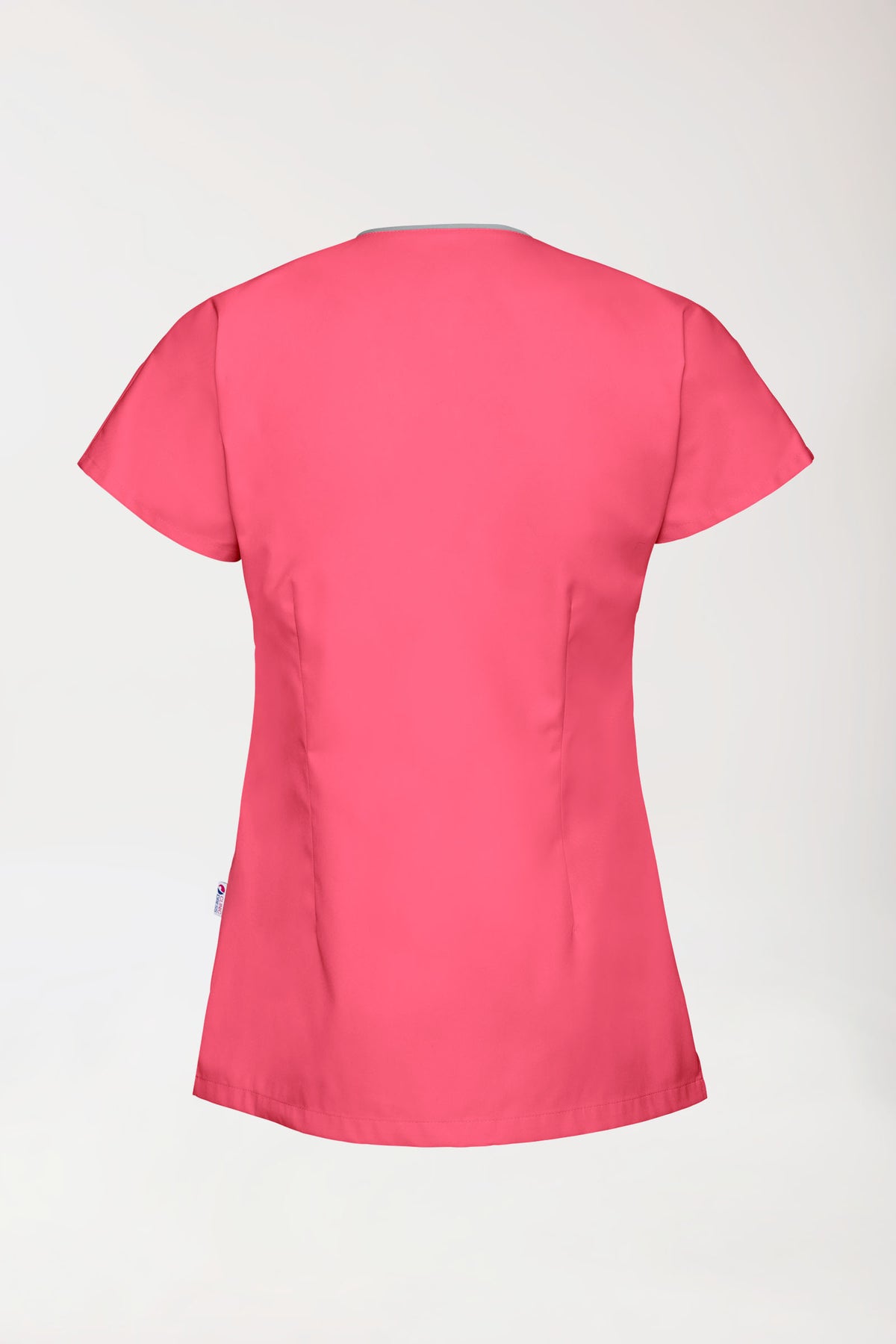Beauty tuniek dames - asymmetrische knoopsluiting lipstick/grijs, Achterzijde view 
