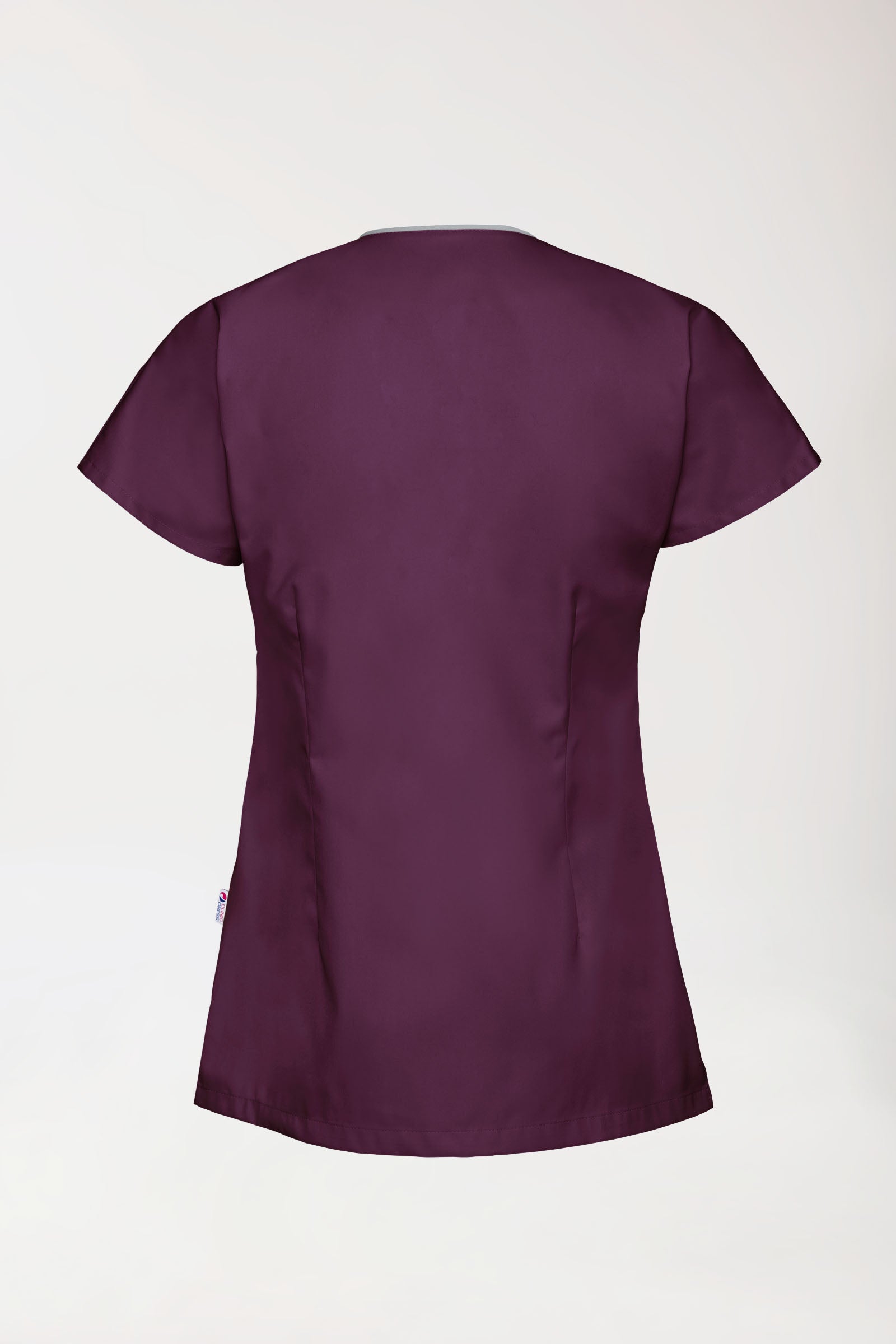 Beauty tuniek dames - asymmetrische knoopsluiting pruimen/grijs, Achterzijde view 
