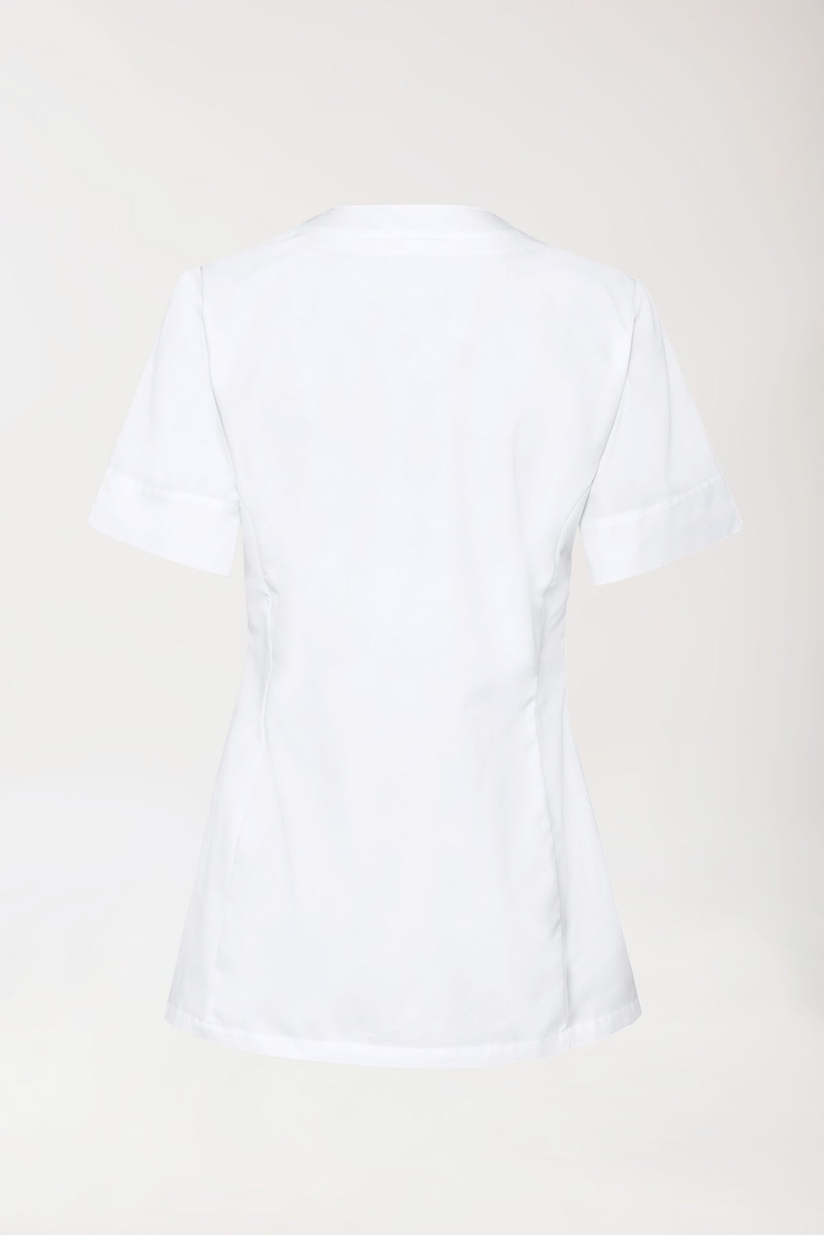 Beauty tuniek dames - bedekte knoopsluiting wit, Achterzijde view 