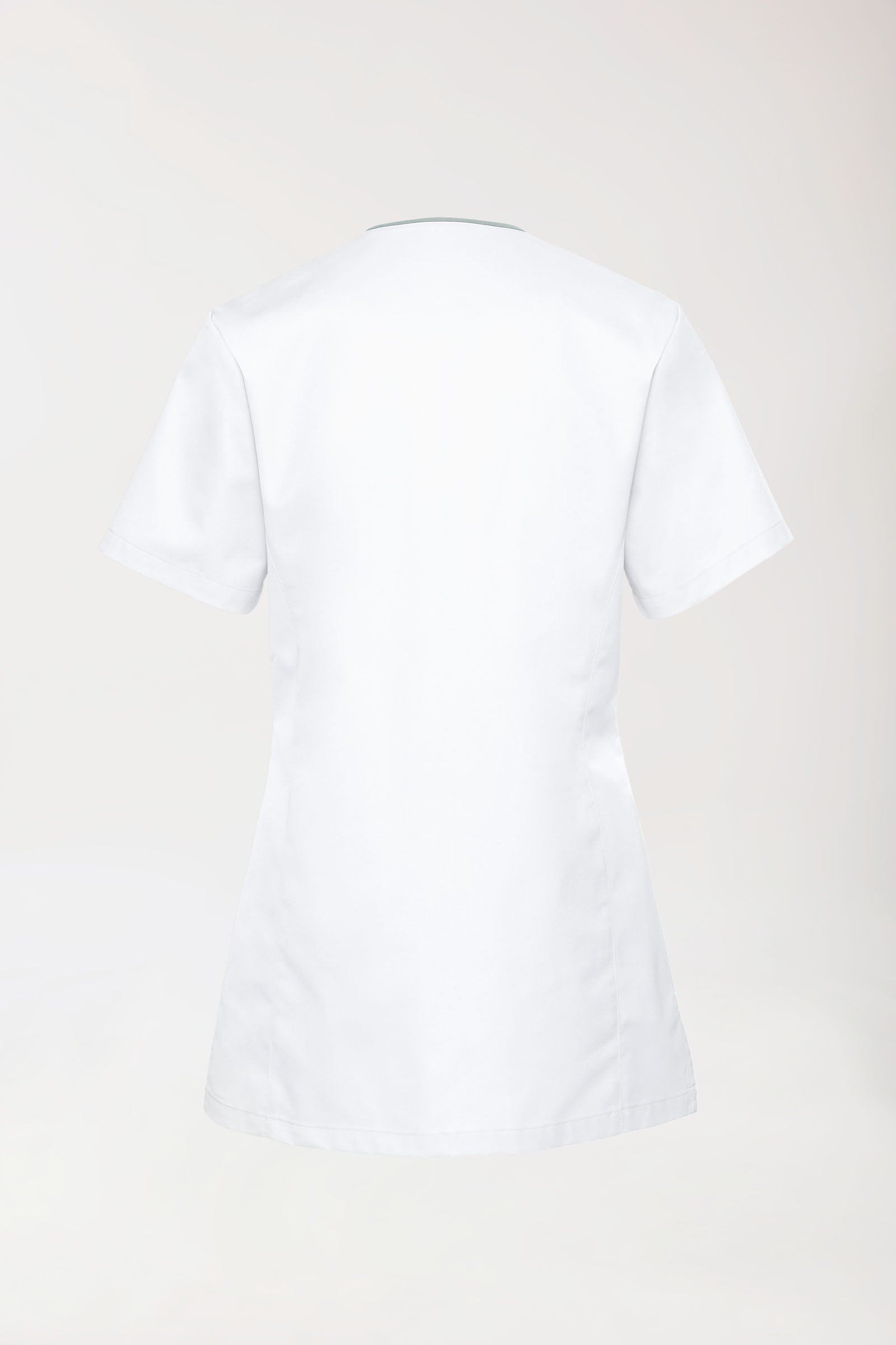 Beauty tuniek dames - met knoopsluiting wit/grijs, Achterzijde view 