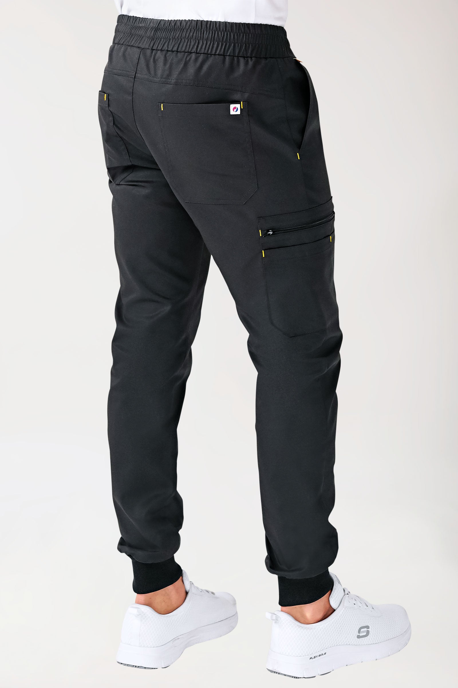 CLINIC STRETCH broek heren - zoom met elastische boord zwart/geel