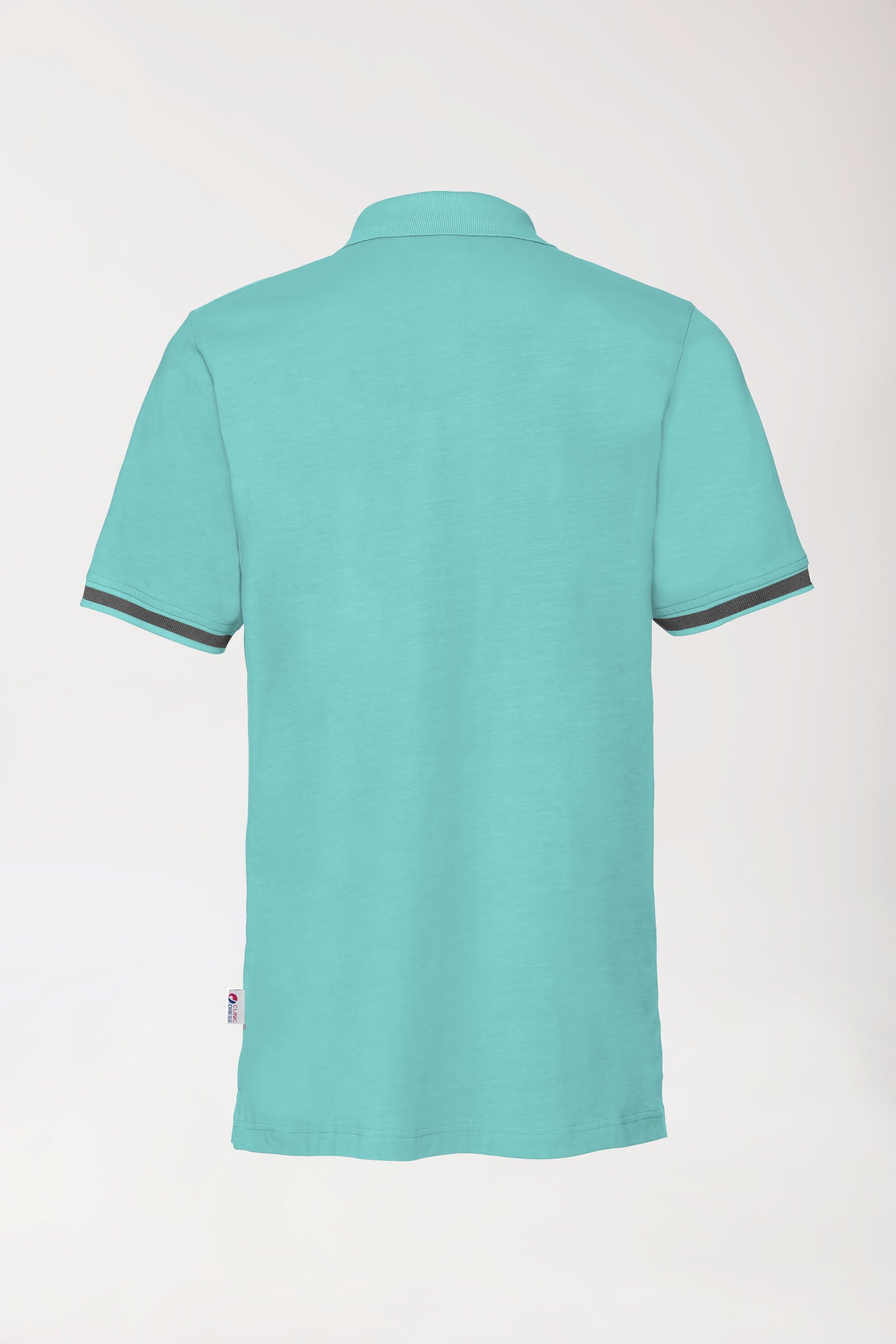 Stretch shirt heren - polokraag aqua green/donkergrijs melange, Achterzijde view 