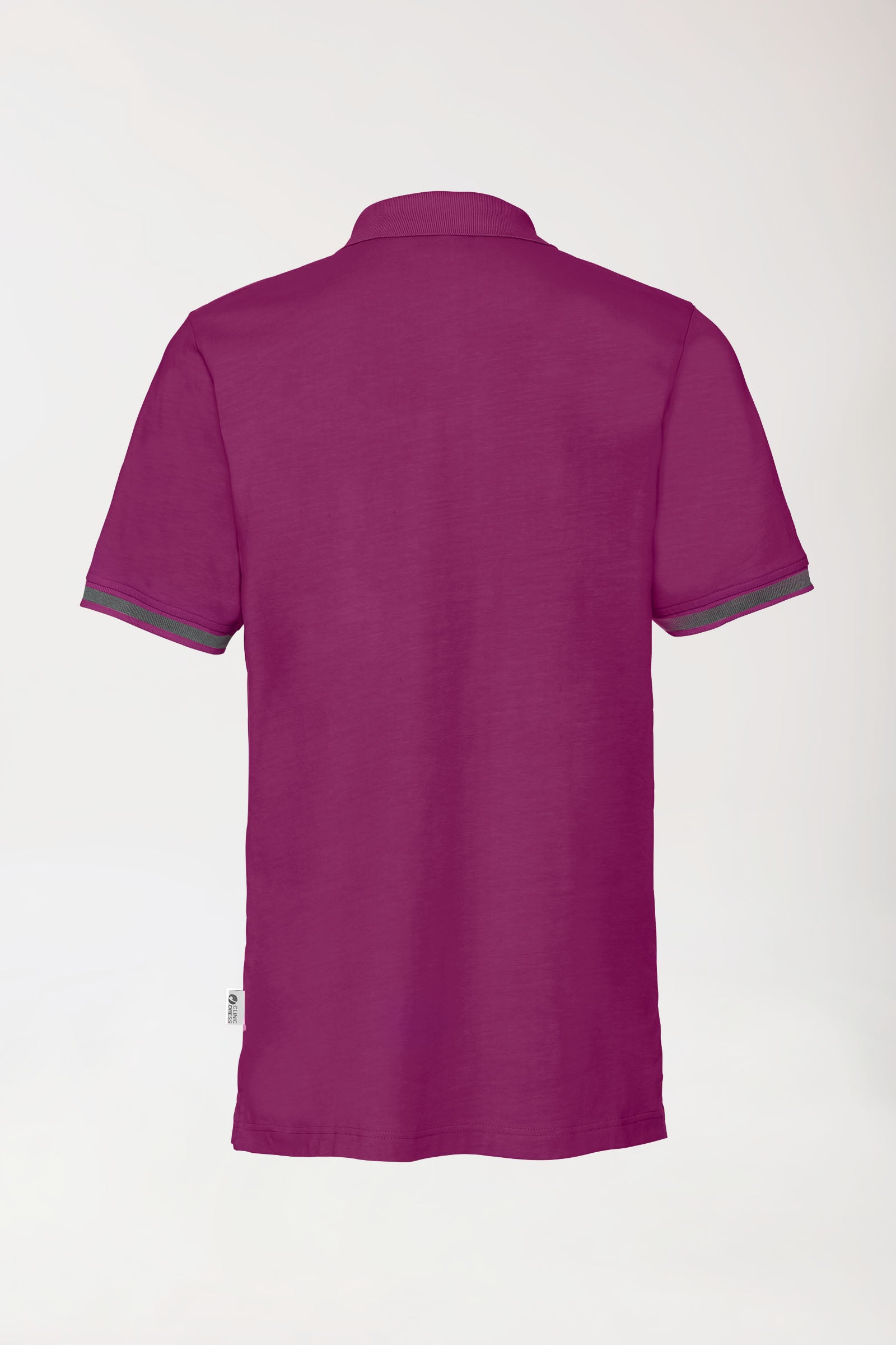Stretch shirt heren - polokraag berry/donkergrijs melange, Achterzijde view 