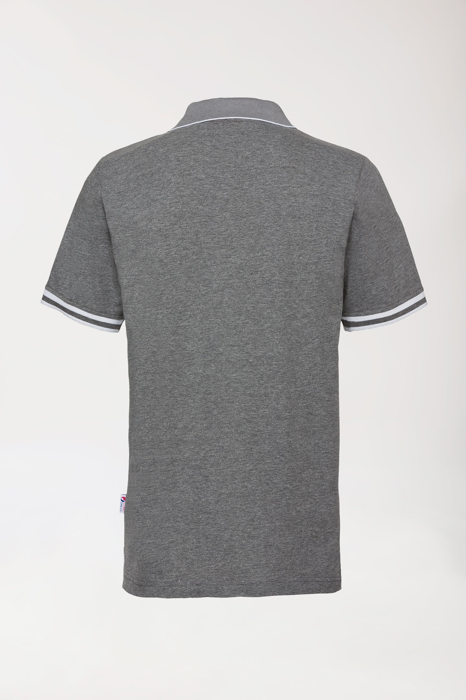 Stretch shirt heren - polokraag-knoopsluiting- donkergrijs melange/wit, Achterzijde view 