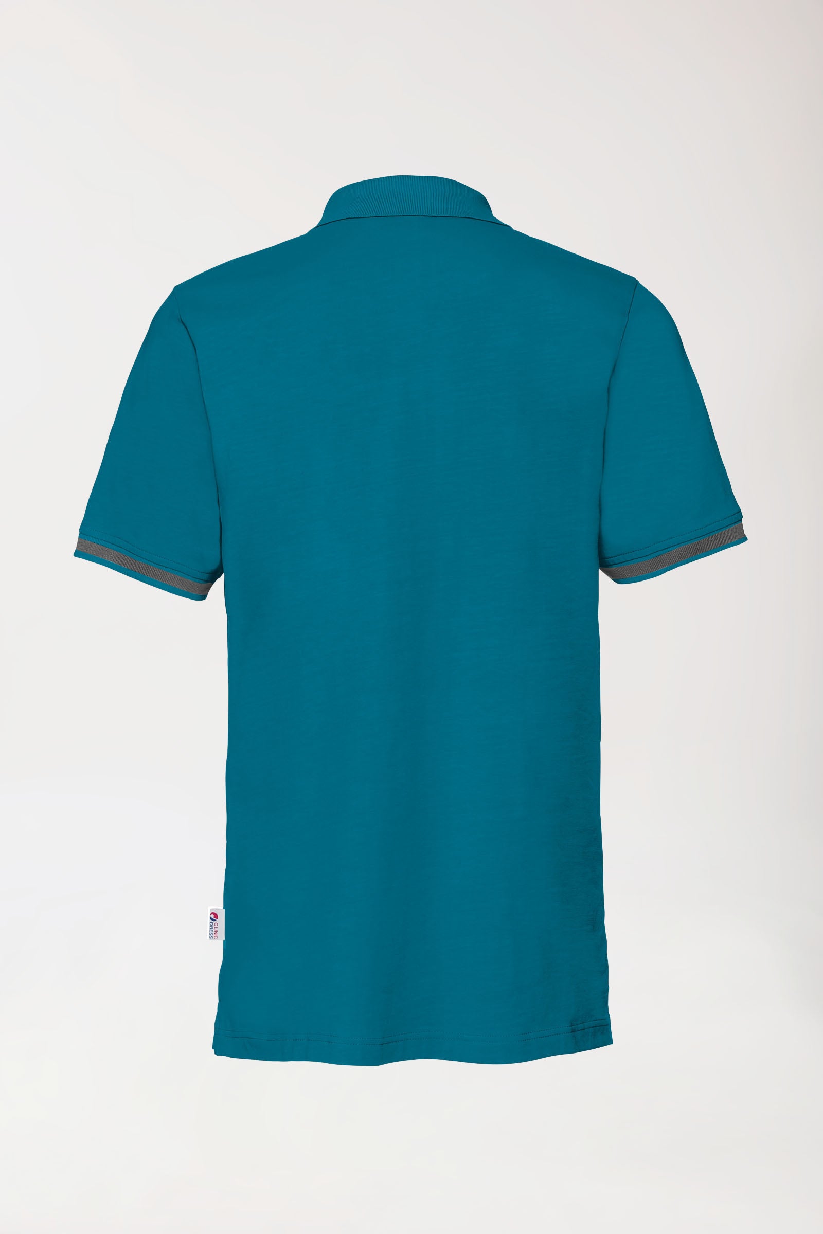 Stretch shirt heren - polokraag petrol/donkergrijs melange, Achterzijde view 