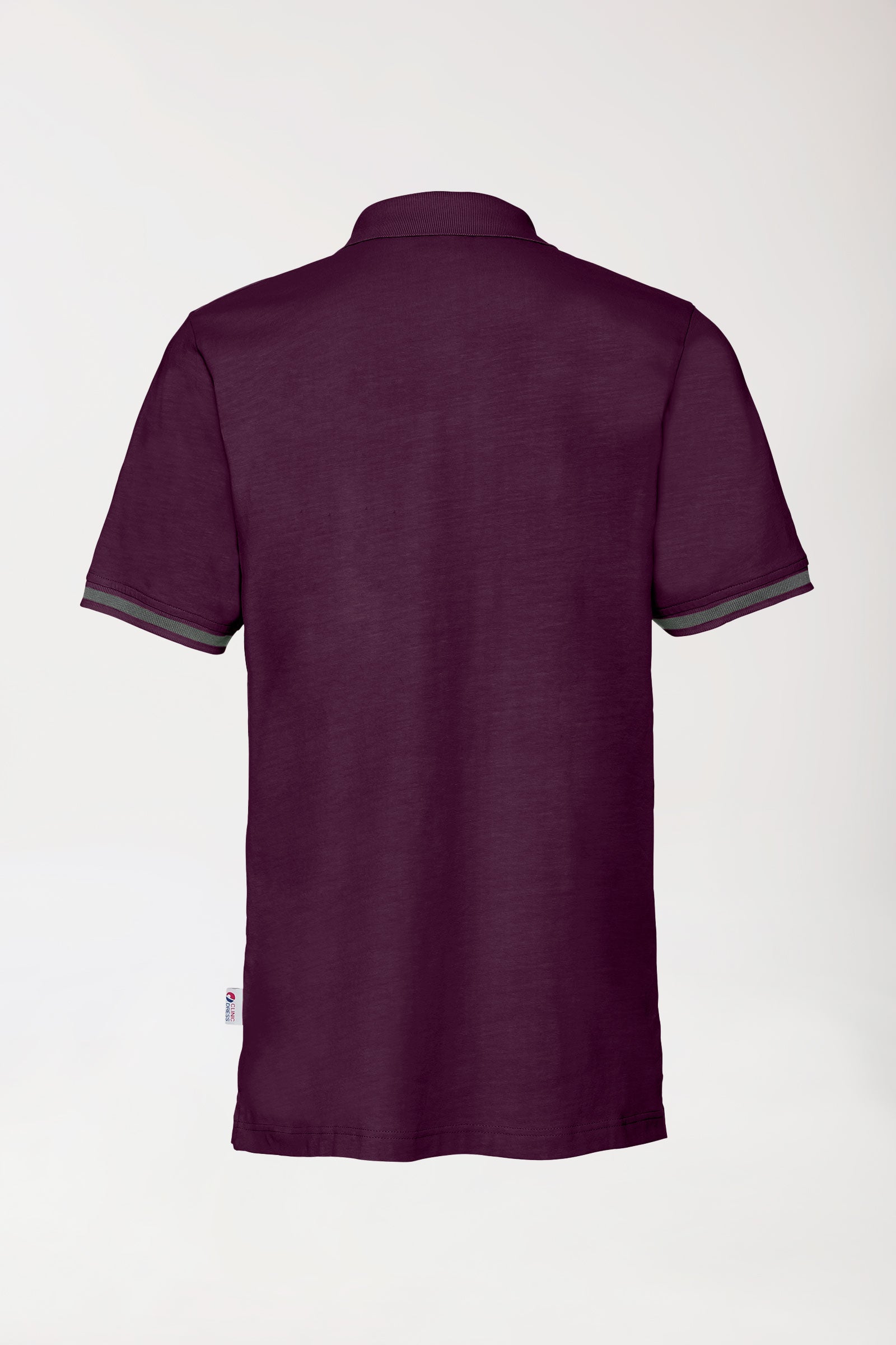 Stretch shirt heren - polokraag pruimen/donkergrijs melange, Achterzijde view 