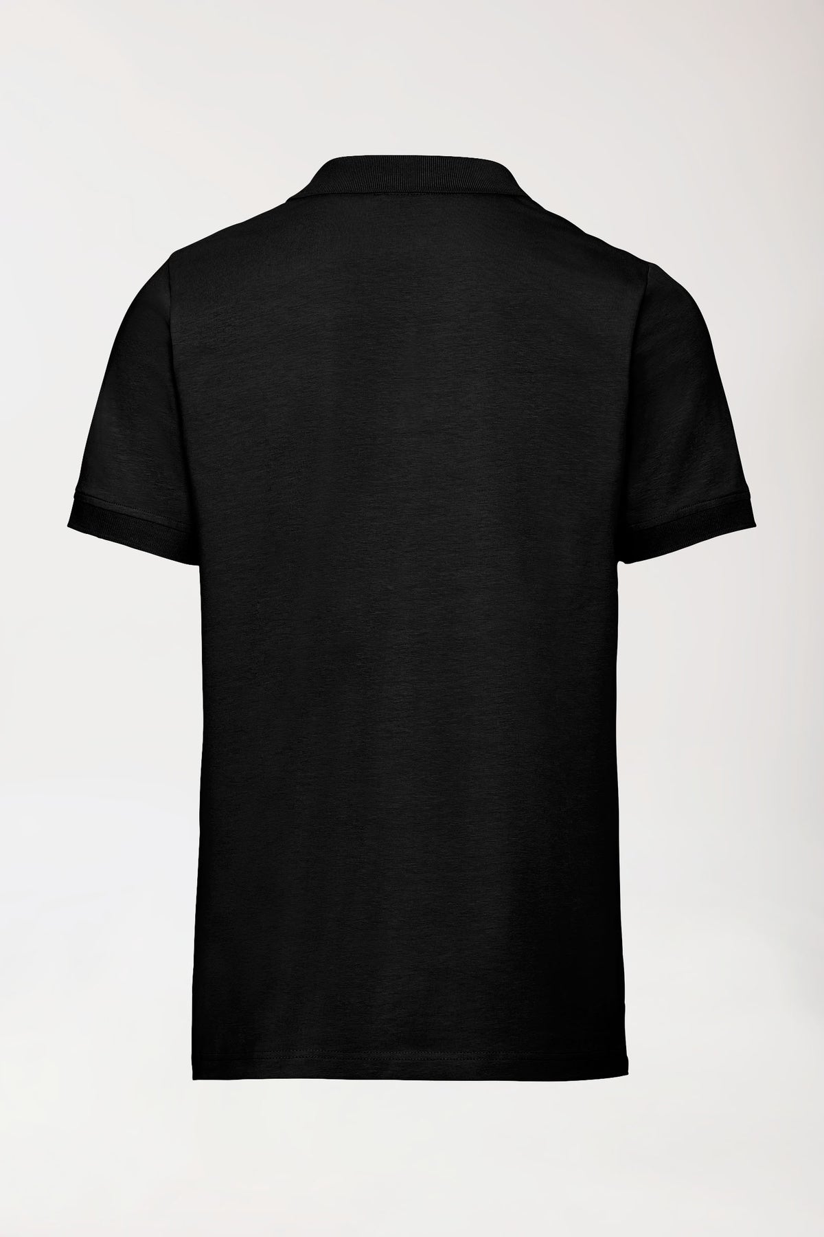 Stretch shirt heren - polokraag-knoopsluiting zwart, Achterzijde view 